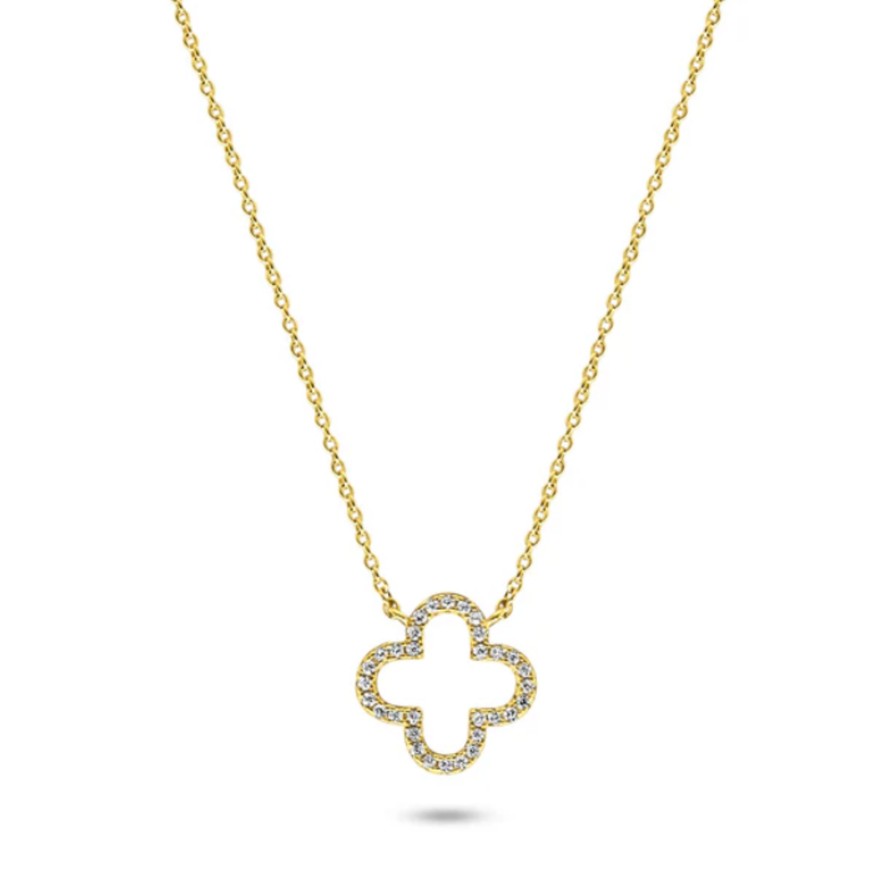 Picture of Pavé Clover Necklace - 14K