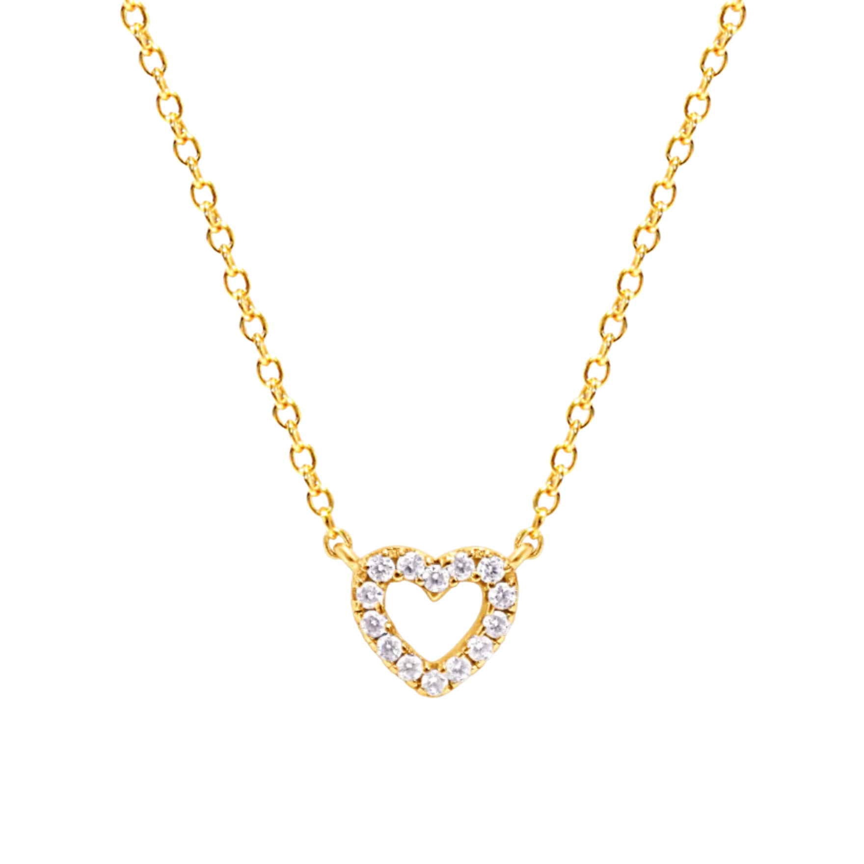 Picture of Mini Pavé Heart Necklace - 14K