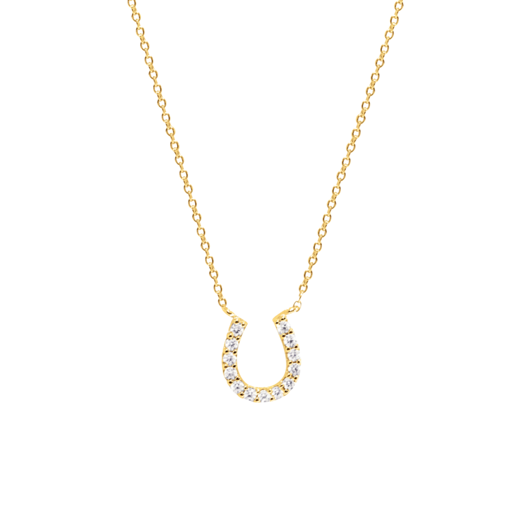 Picture of Pavé Horseshoe Necklace - 14K