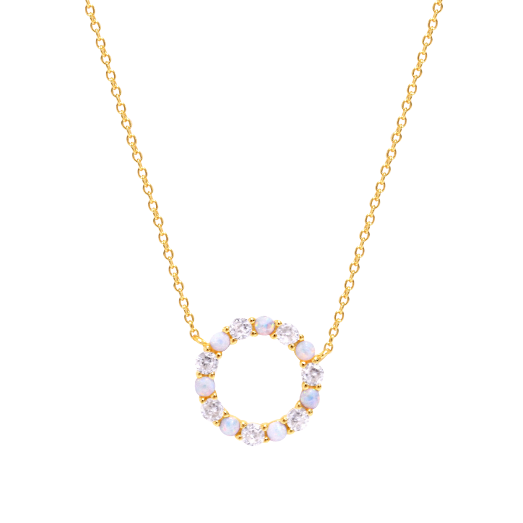 Picture of Infinity Necklace - 14K - White Opal/CZ