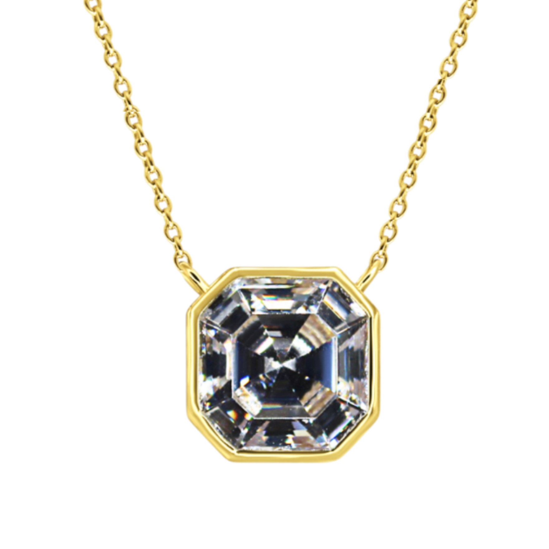 Picture of Luxe Asscher Necklace - 14K - White CZ
