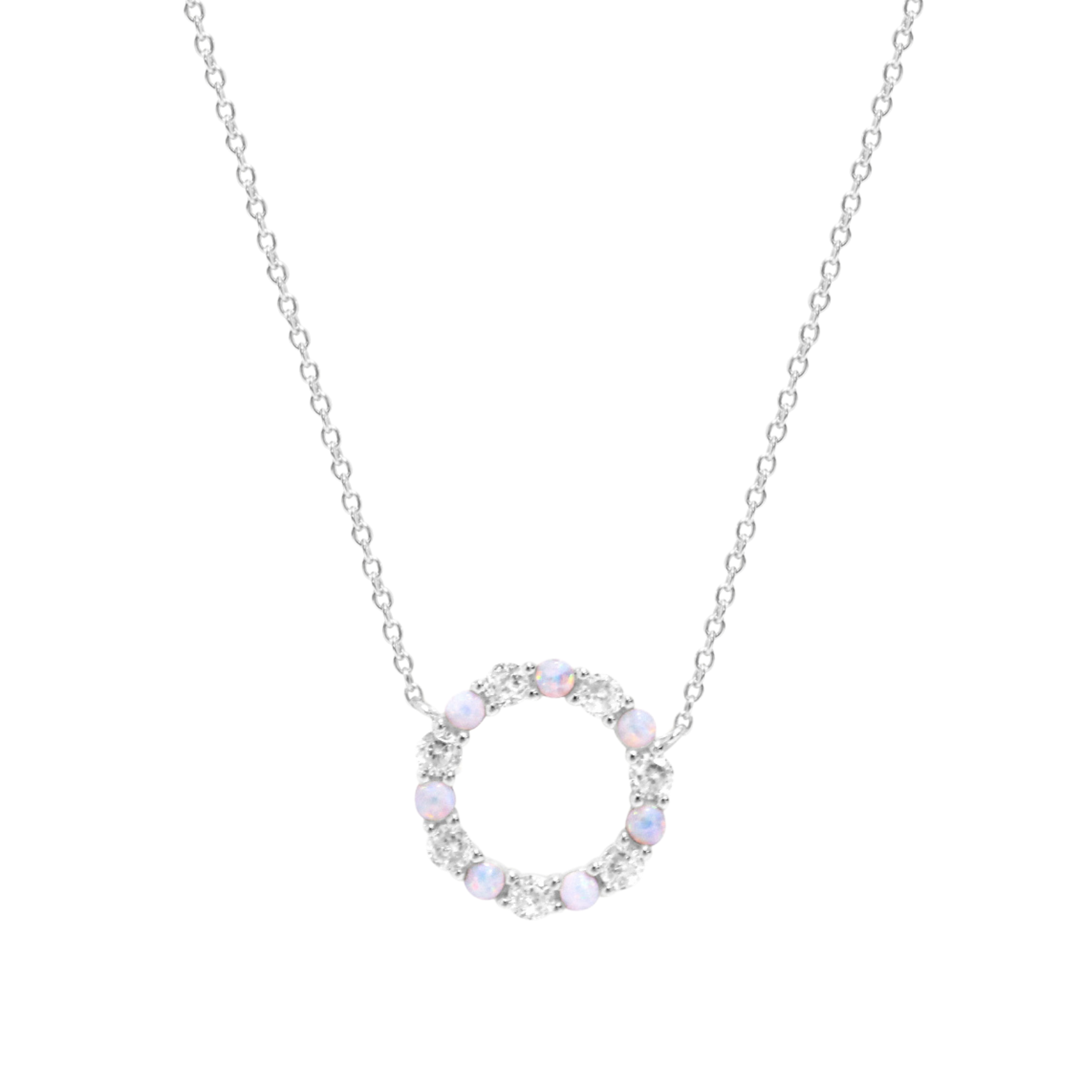Picture of Infinity Necklace - SS - White Opal/CZ
