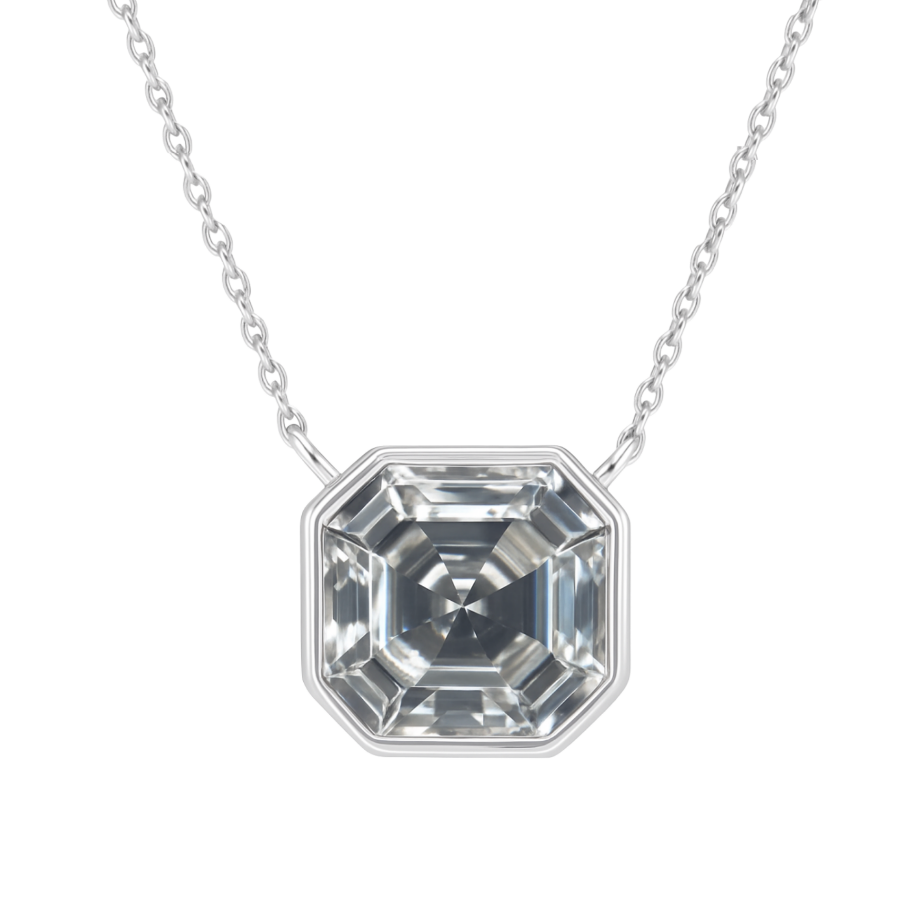 Picture of Luxe Asscher Necklace - SS - White CZ