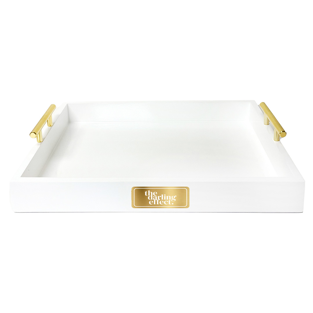 Picture of White Tray with Gold Handles