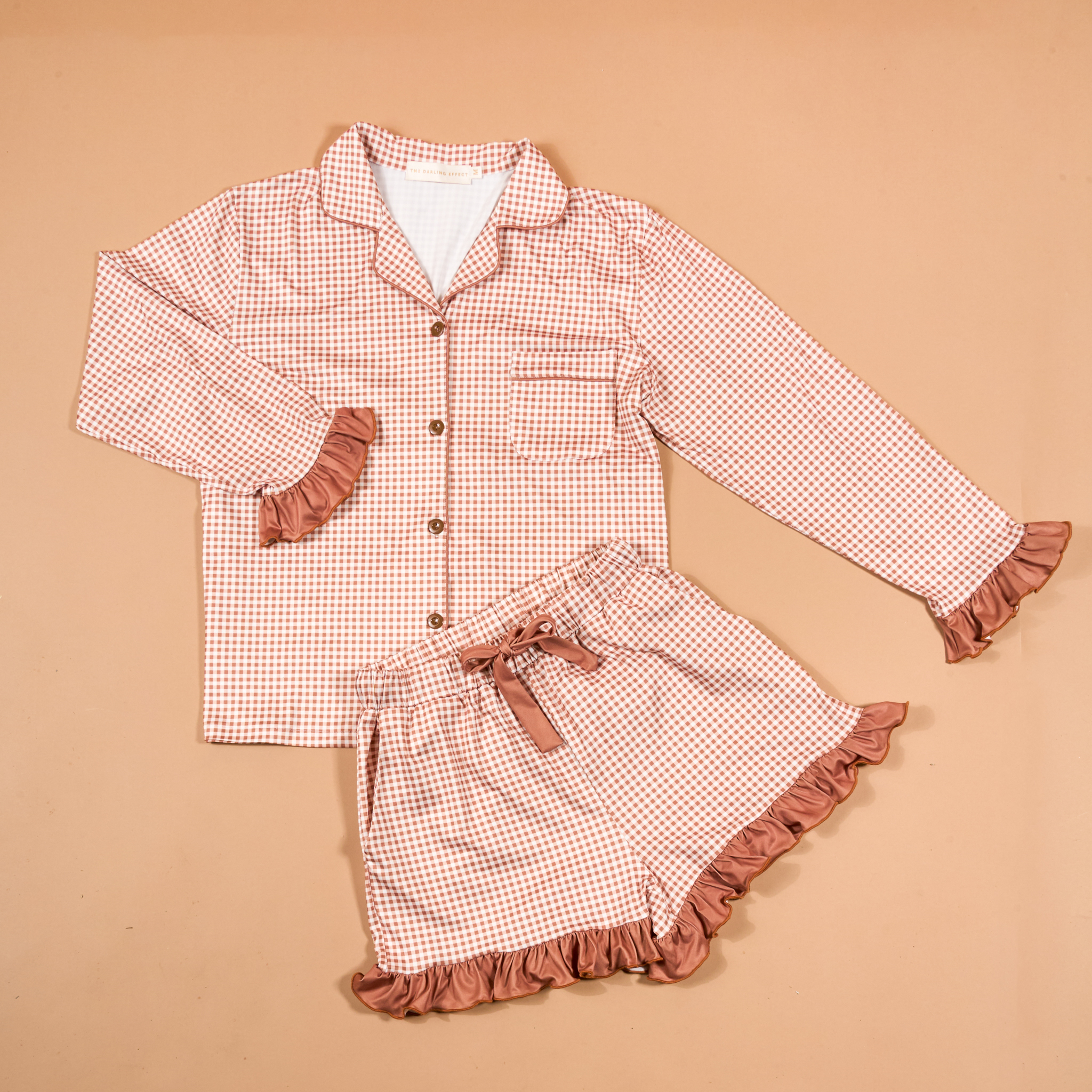 Picture of Sweet Dreams Pajama Shorts Set-L-Maple Gingham