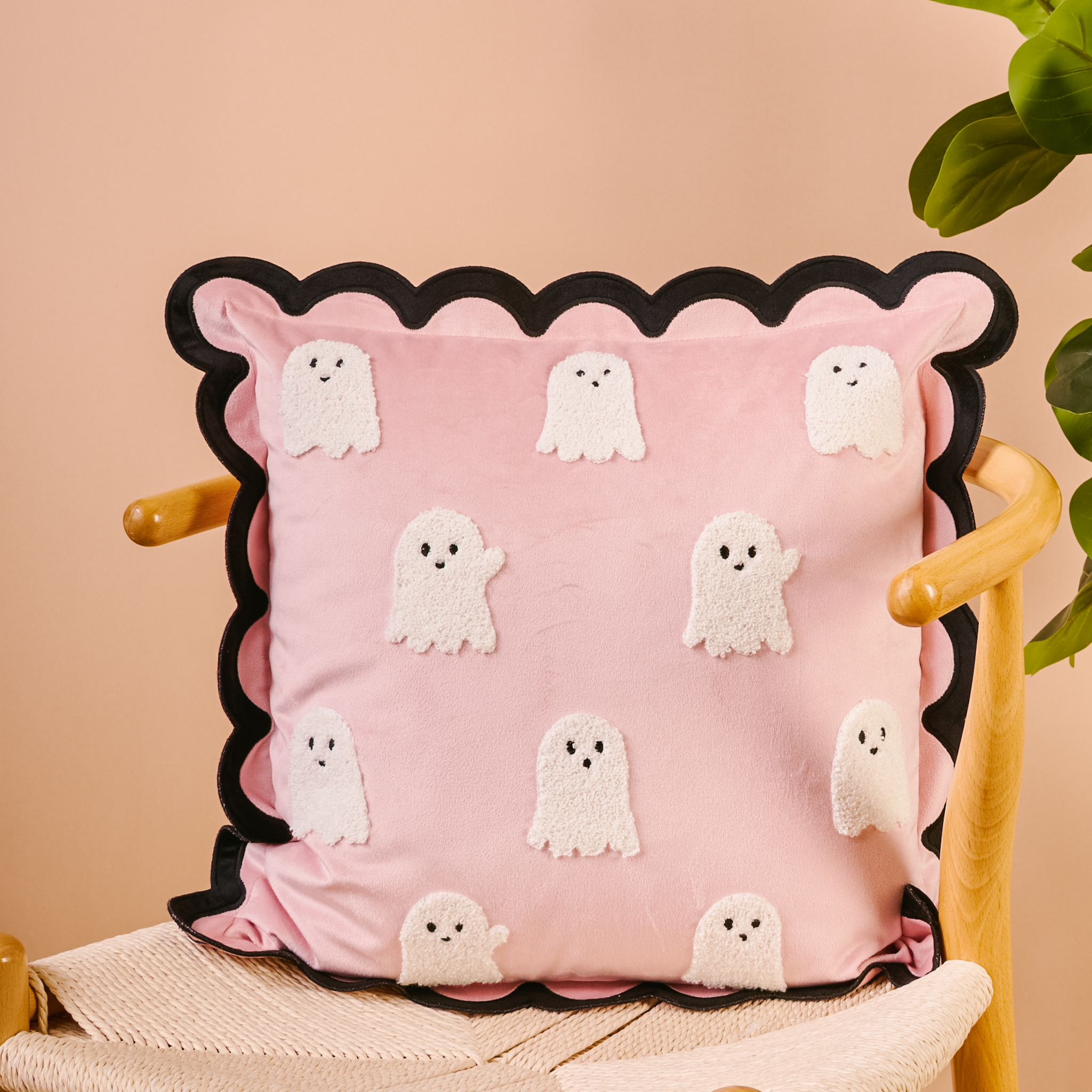 Picture of Scalloped Square Throw Pillow-Boo Crew