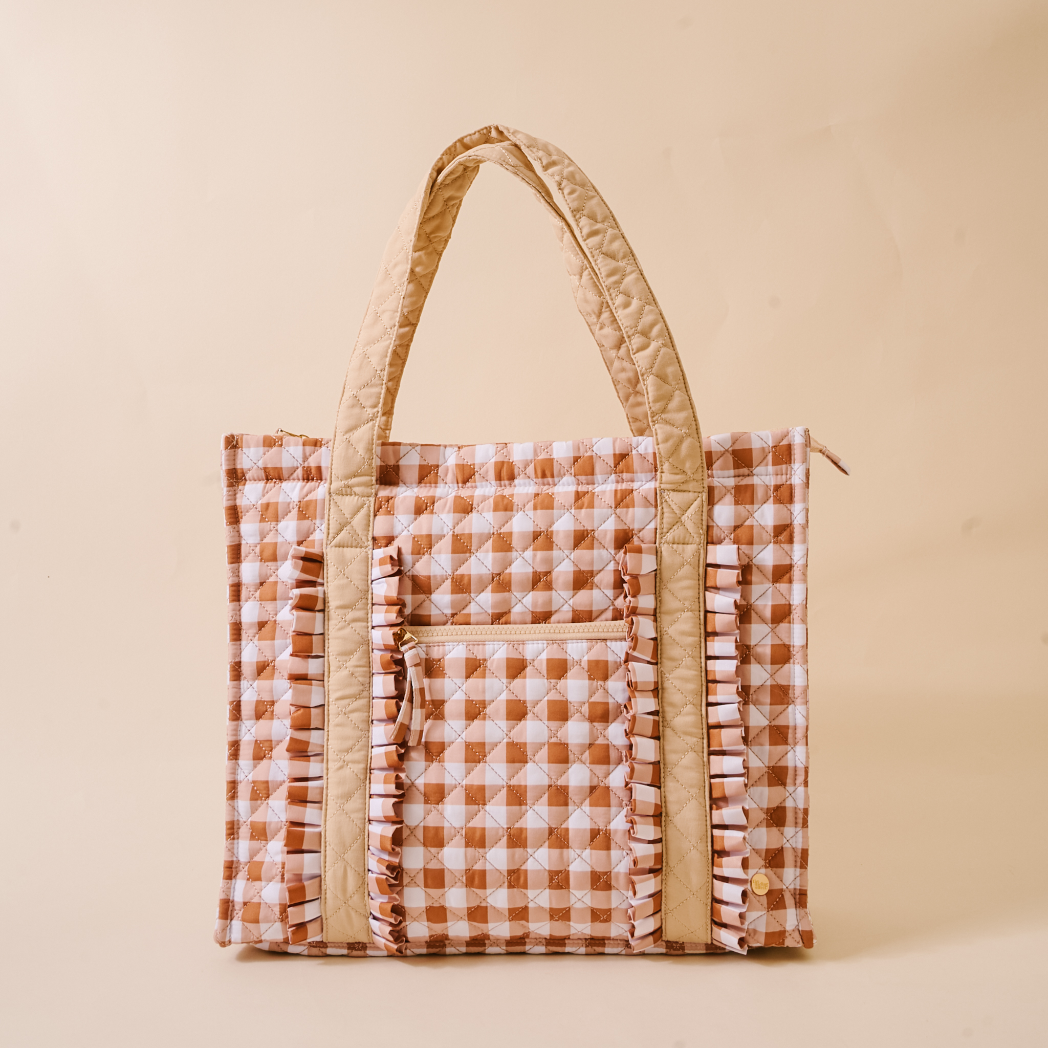 Picture of The Everyday Quilted Tote Bag-Maple Gingham