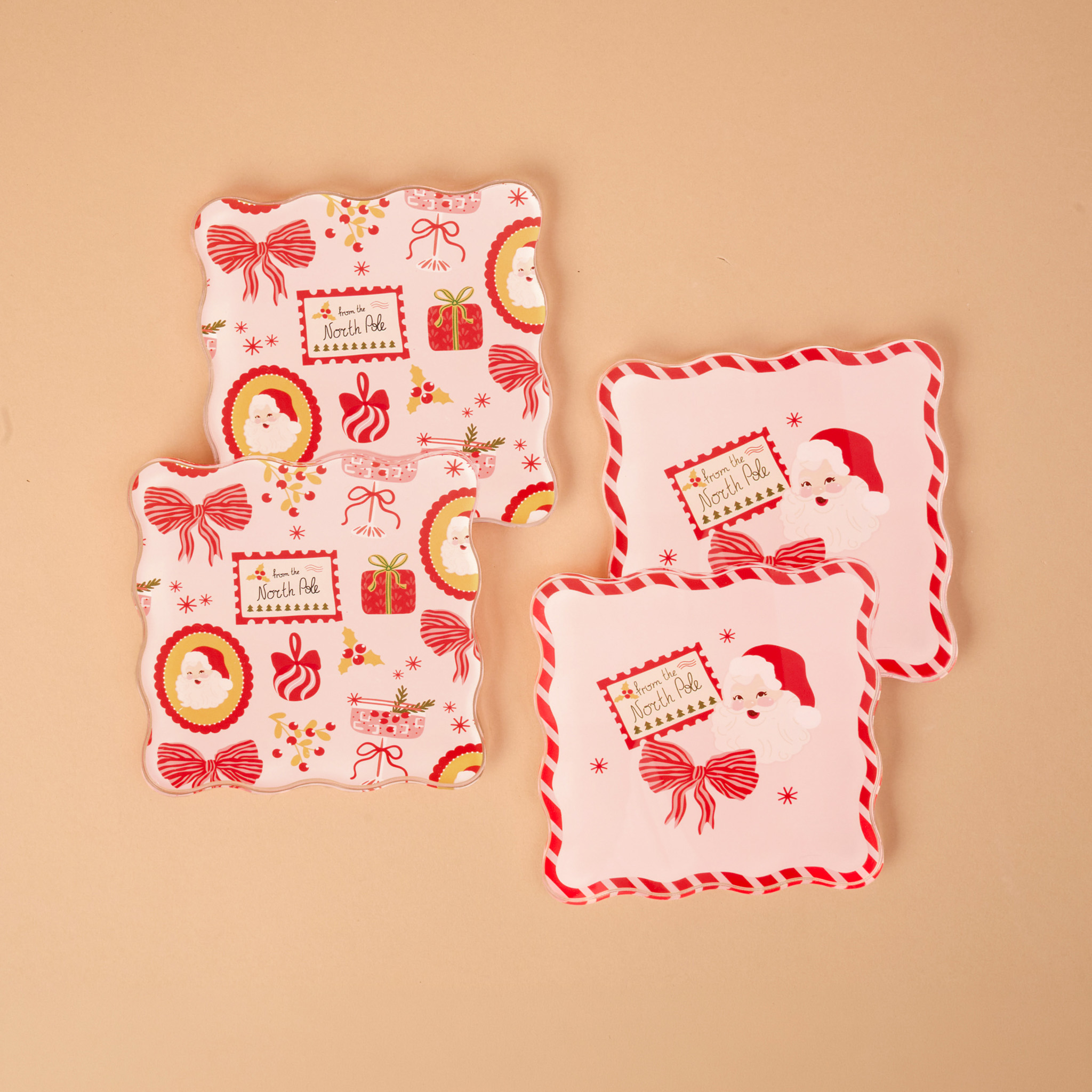 Picture of Table Talk Acrylic Coaster Set-Mistletoe Magic