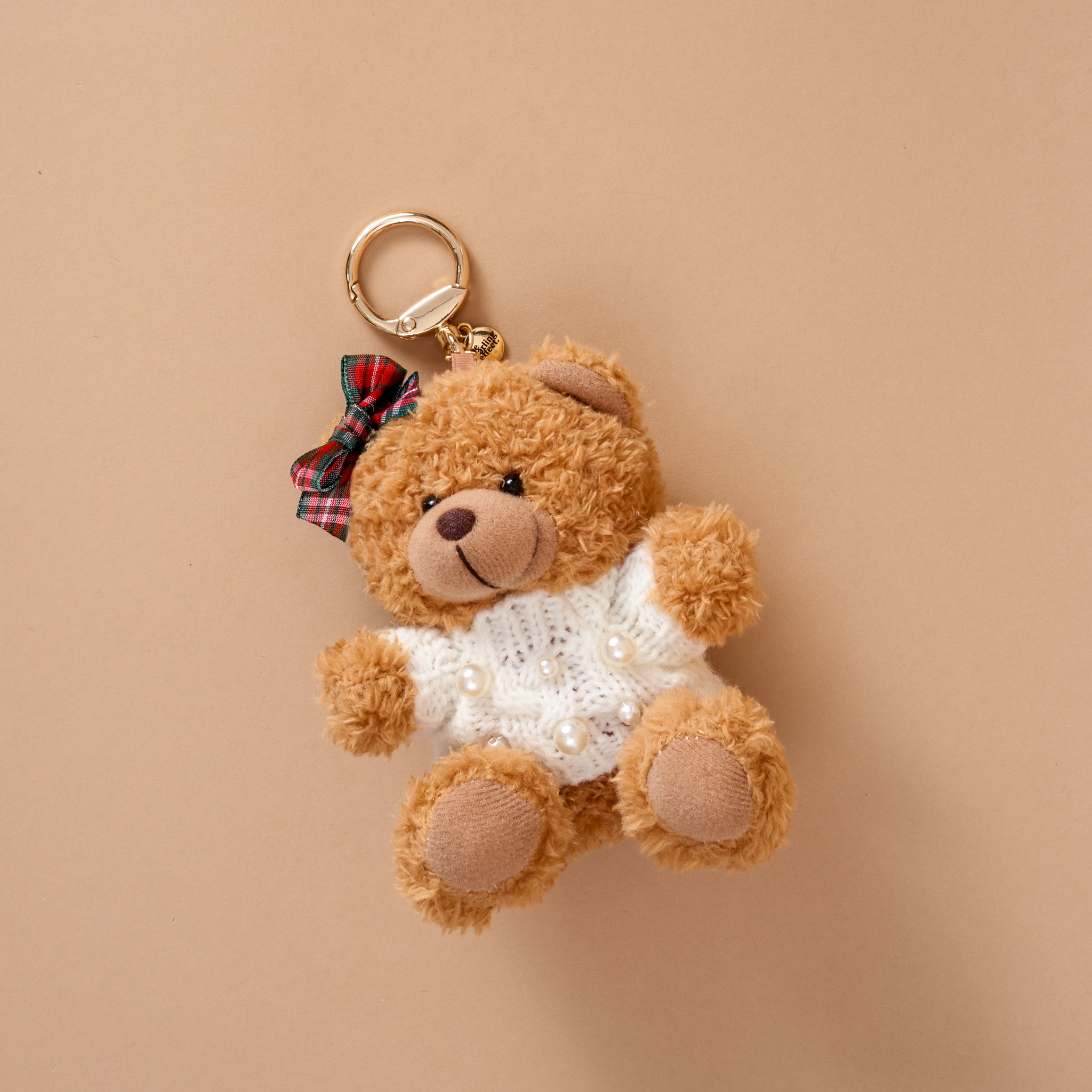 Picture of Teddy Bear Bag Charm-Pearls & Plaid