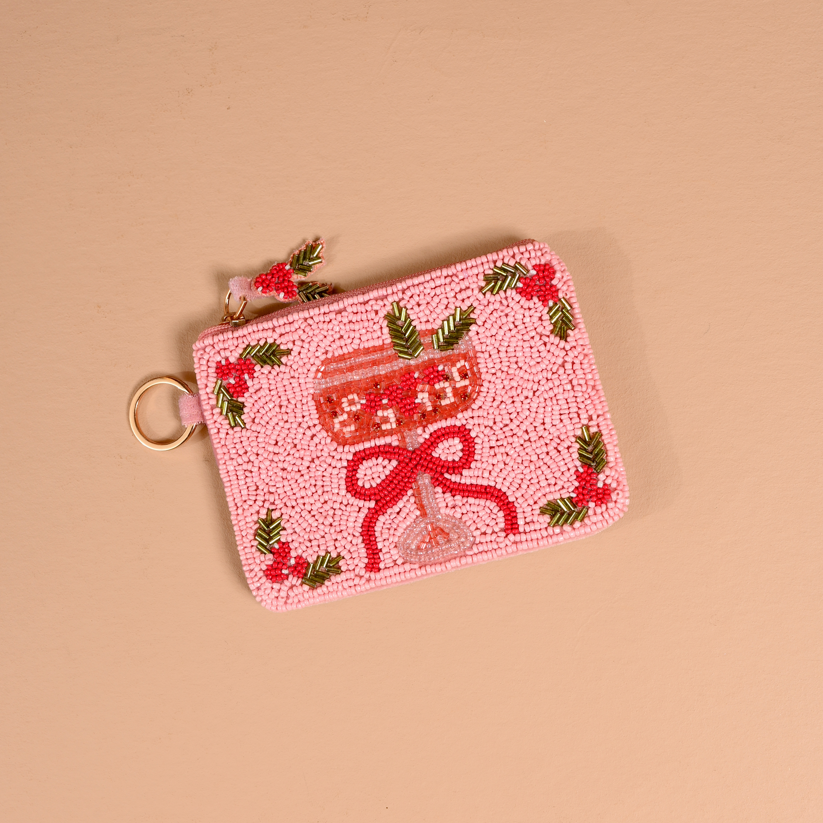 Picture of Handcrafted Beaded Pouch-Cranberry Cosmo