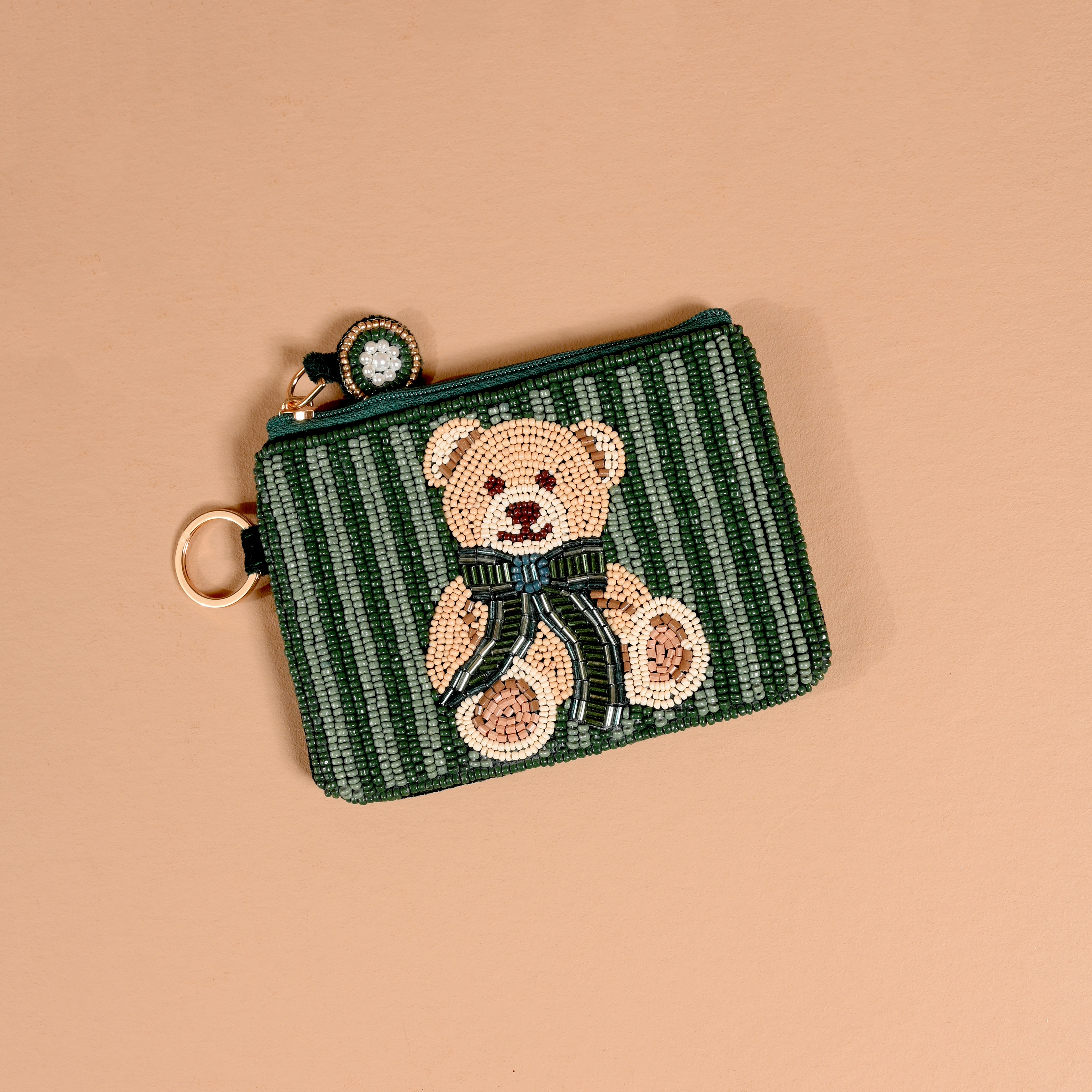 Picture of Handcrafted Beaded Pouch-Teddy Bear Theo