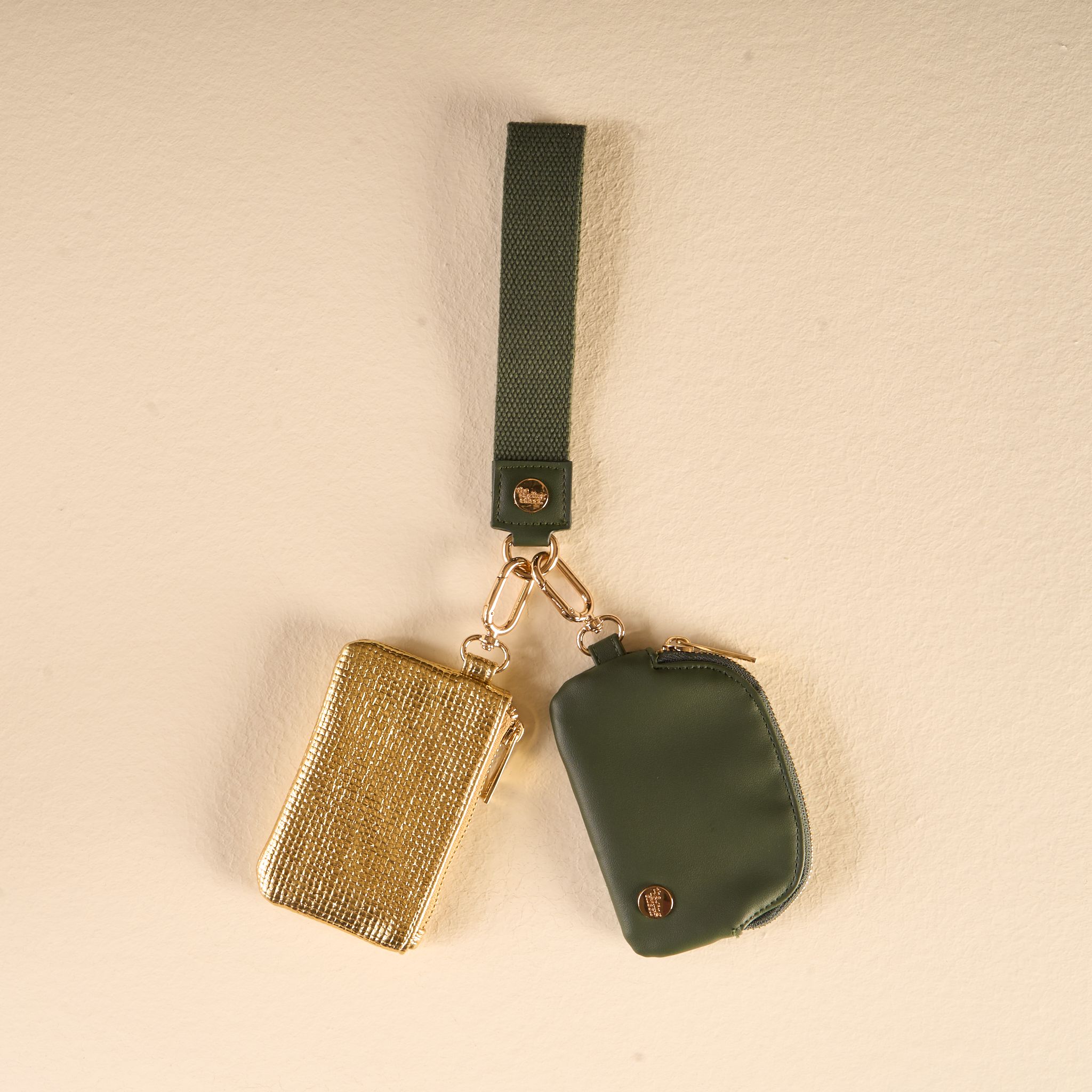 Picture of Dynamic Duo Pouch Luxe Wristlet-Evergreen Gold