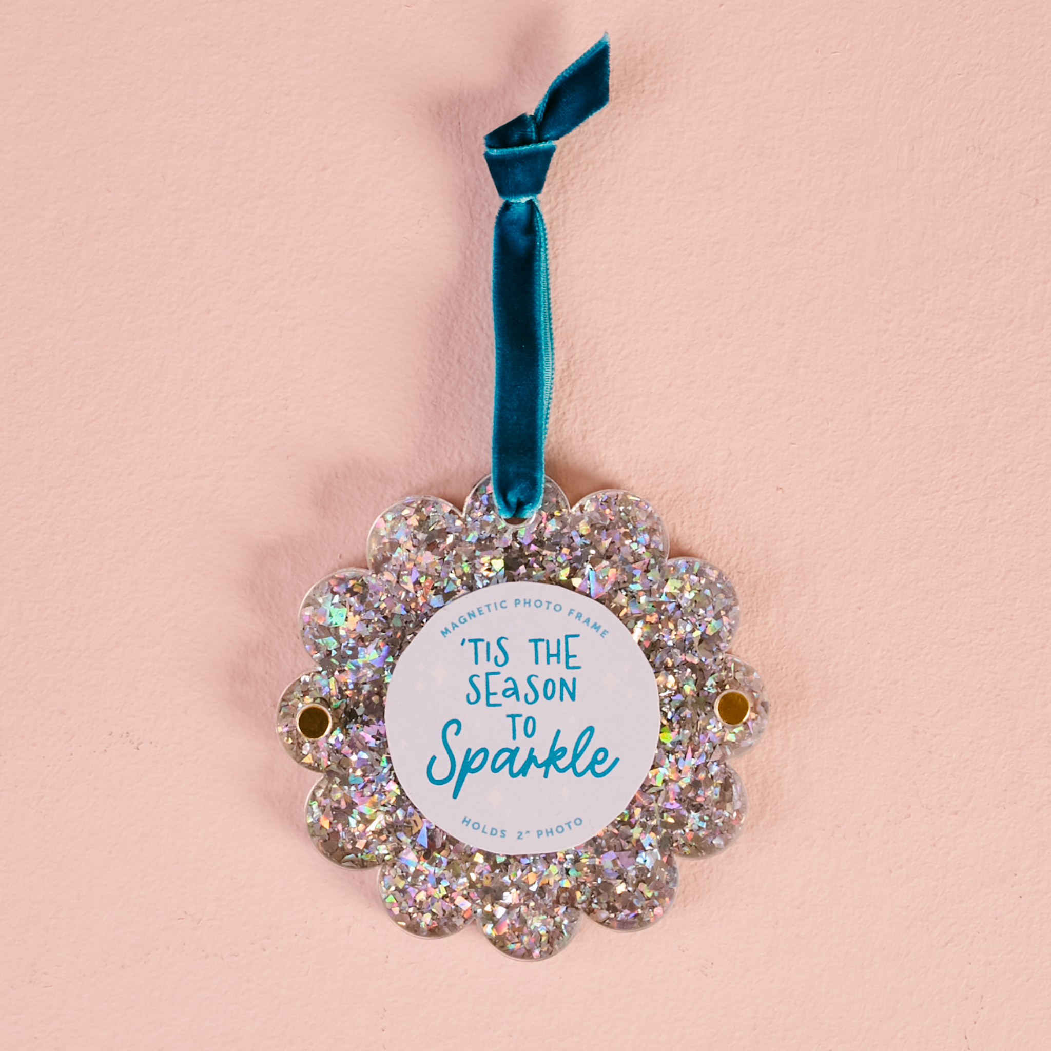 Picture of Scalloped Round Picture Frame Ornament-Silver Glit