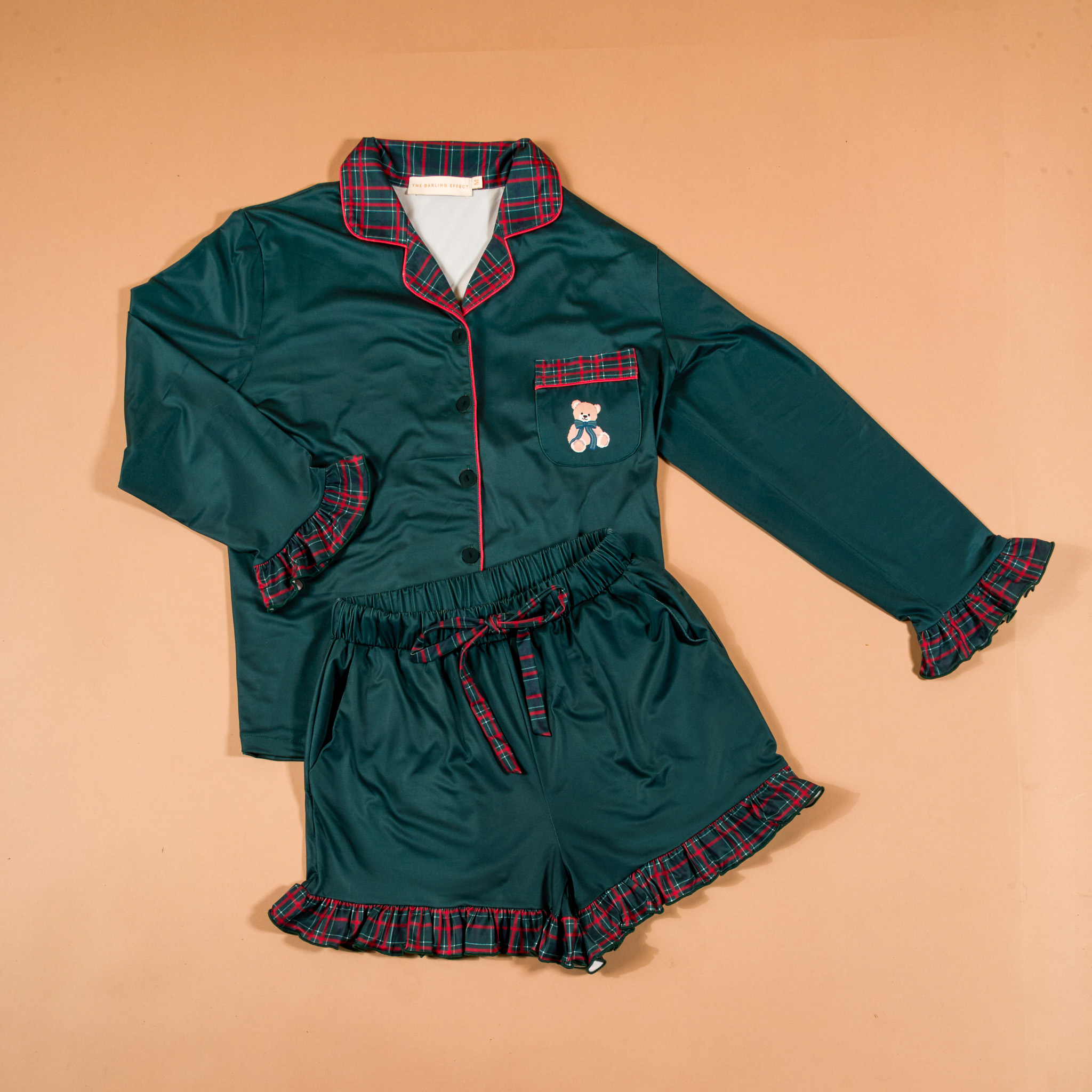 Picture of Sweet Dreams Pajama Shorts Set-M-Evergreen Plaid