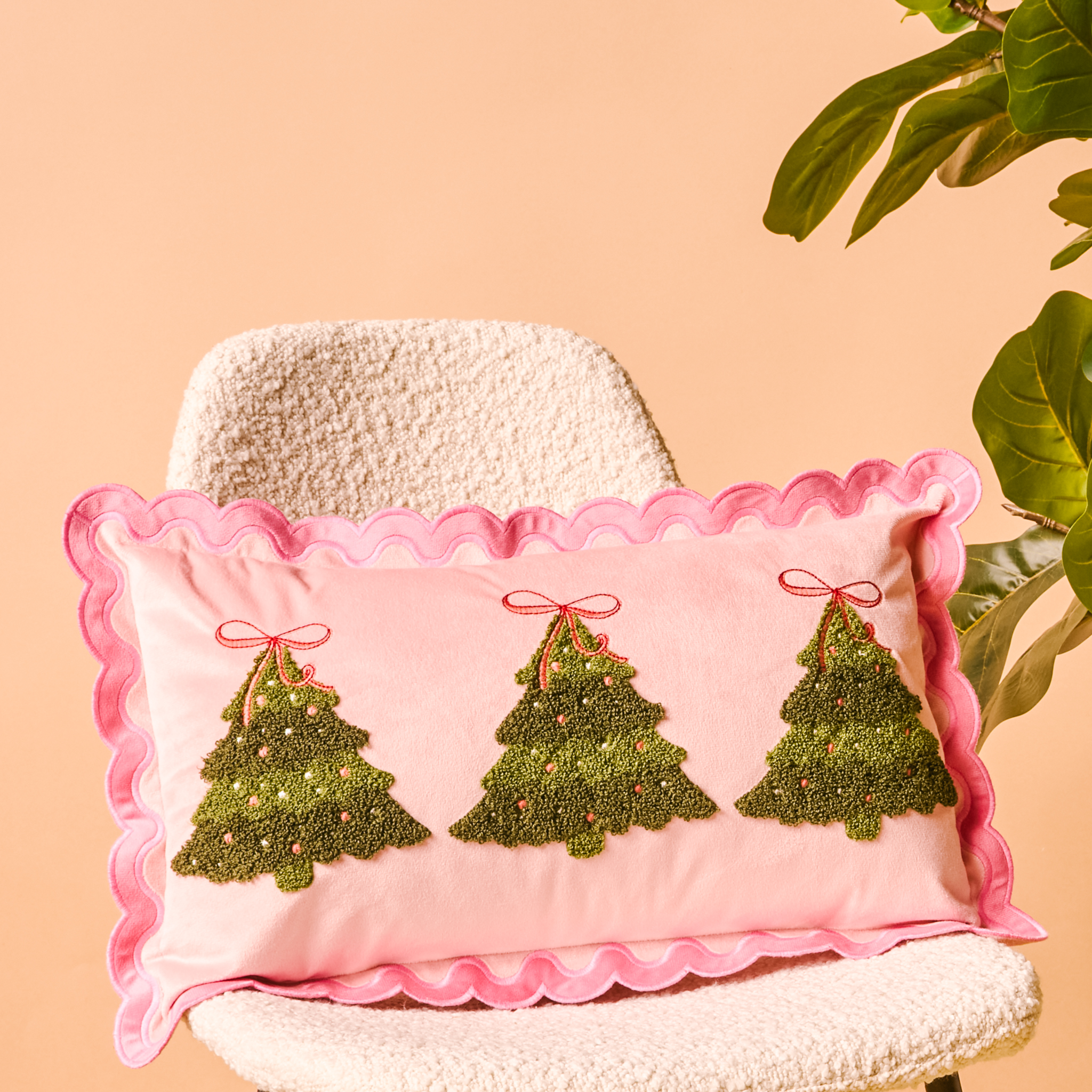 Picture of Scalloped Rectangle Throw Pillow-Twinkling Trees