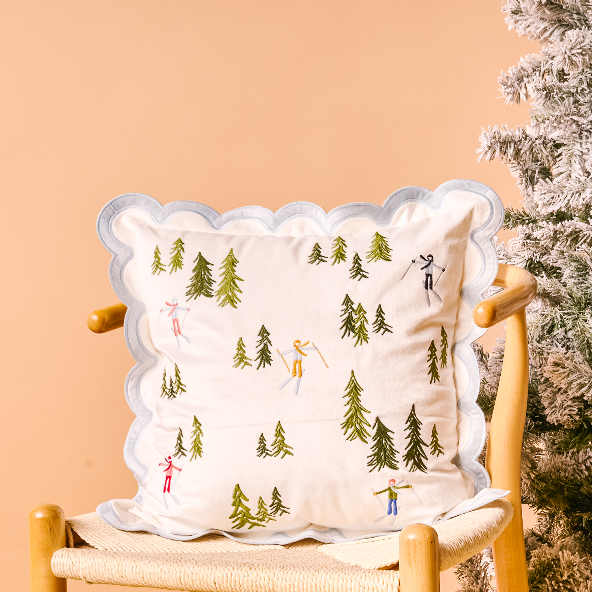 Picture of Scalloped Square Throw Pillow-Aprés Ski