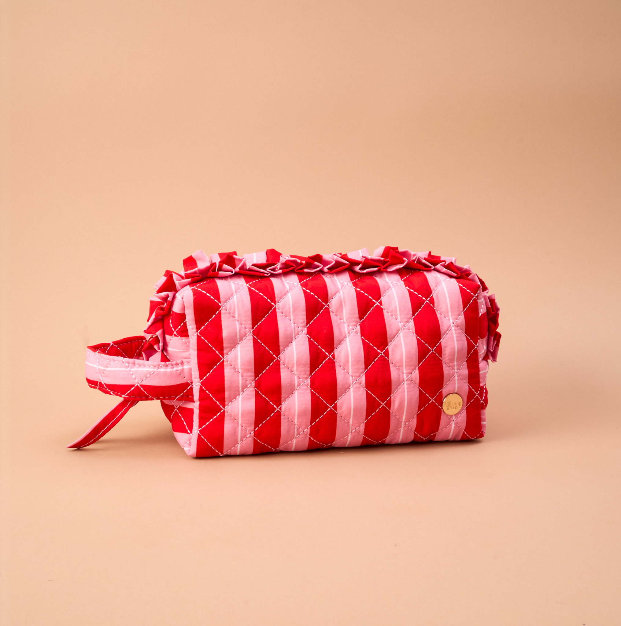 Picture of Essentials Quilted Cosmetic Pouch-Peppermint Strip