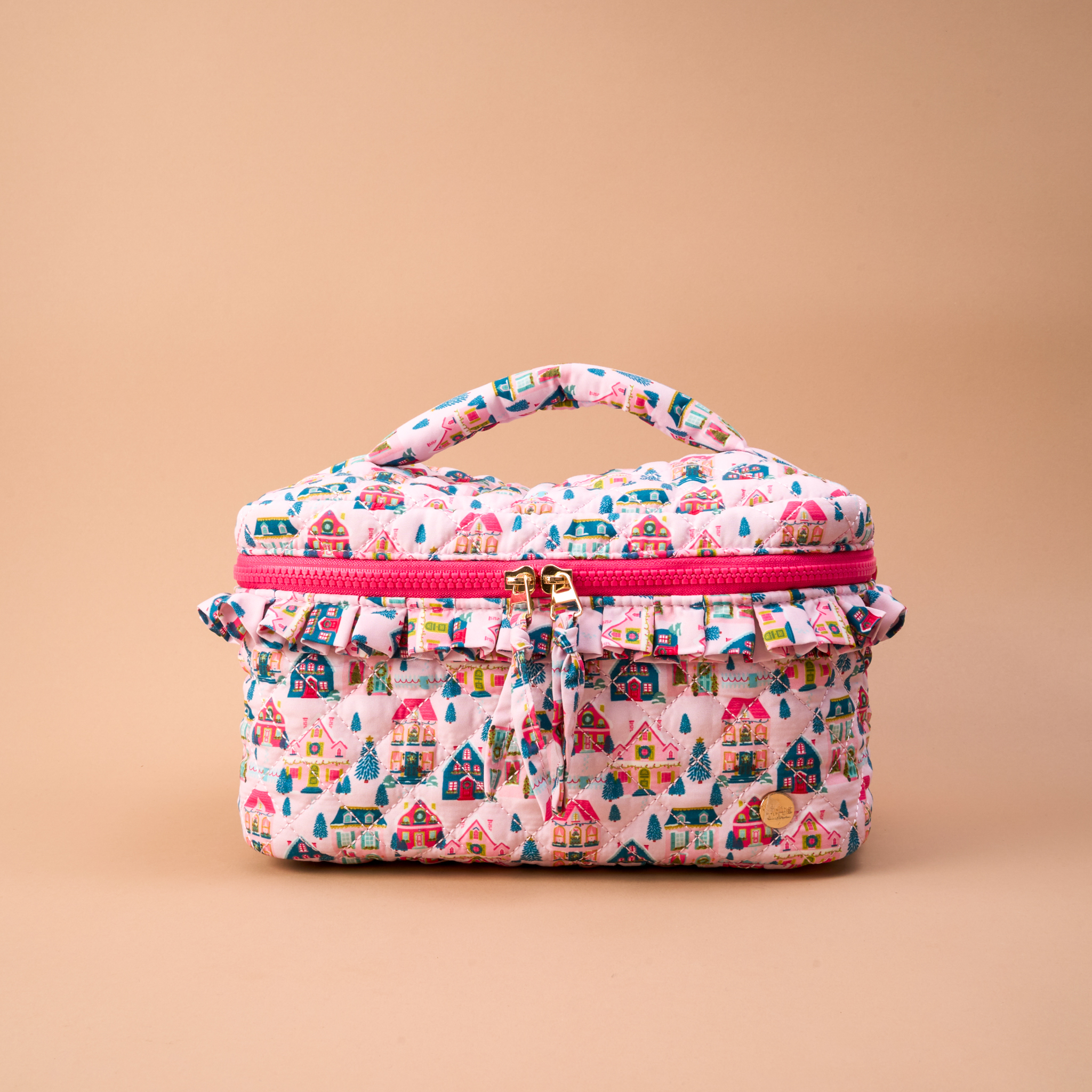 Picture of Glam & Go Quilted Cosmetic Bag-Sugarplum Lane