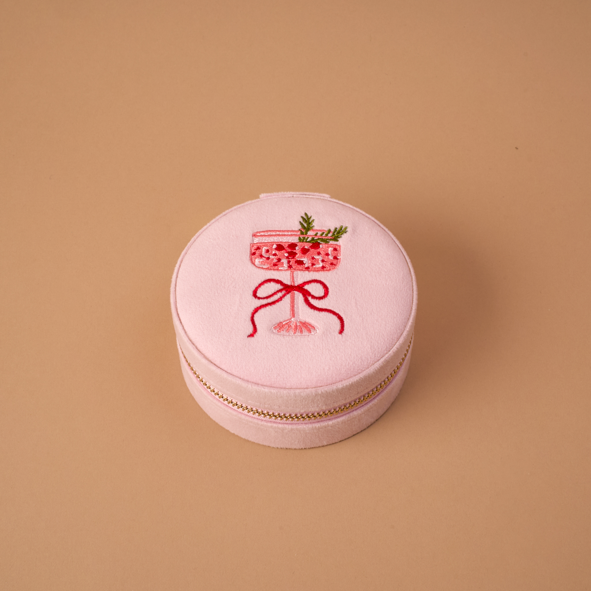 Picture of Round Velvet Jewelry Case-Cranberry Cosmo