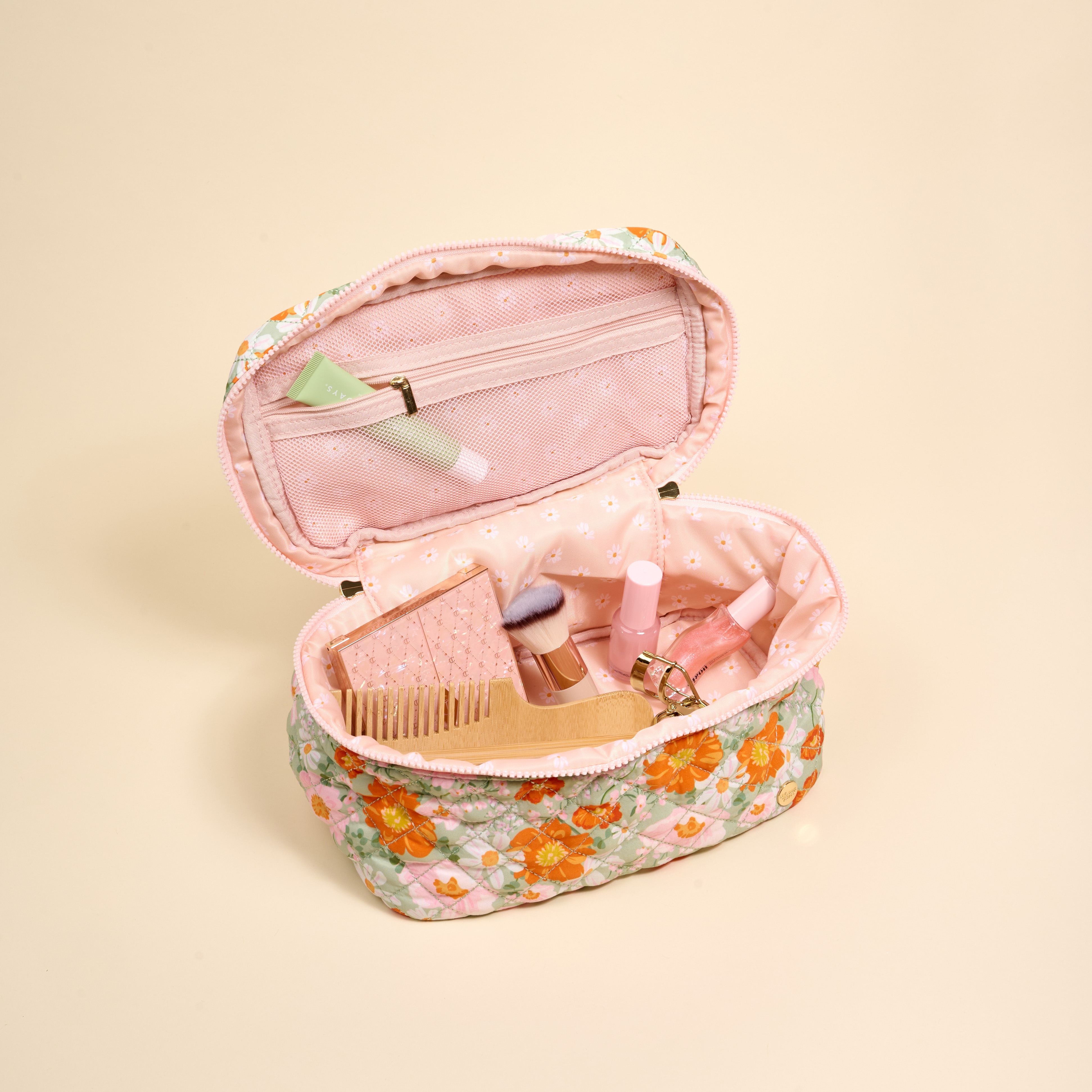 Picture of Glam & Go Quilted Cosmetic Bag-Bouquet Beauty Sage