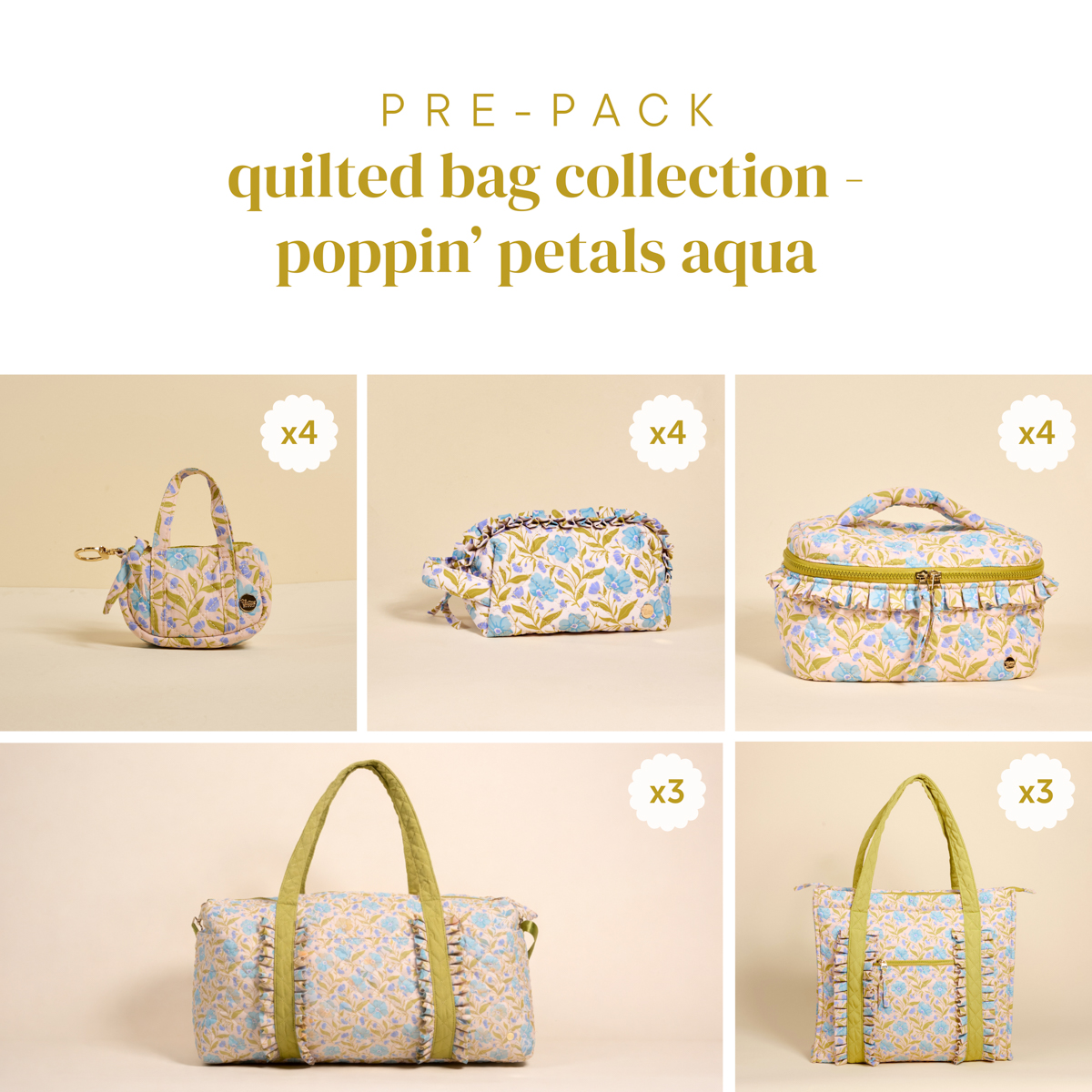 Picture of Quilted Bag Collection Pre-Pack-Poppin' Petals Aqu