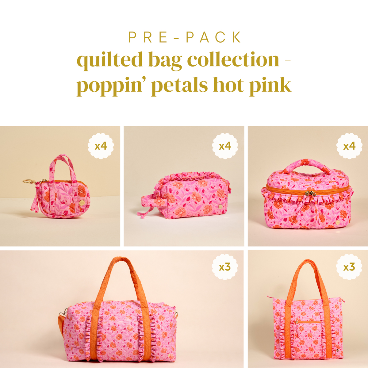 Picture of Quilted Bag Collection Pre-Pack-Poppin' Petals Hot
