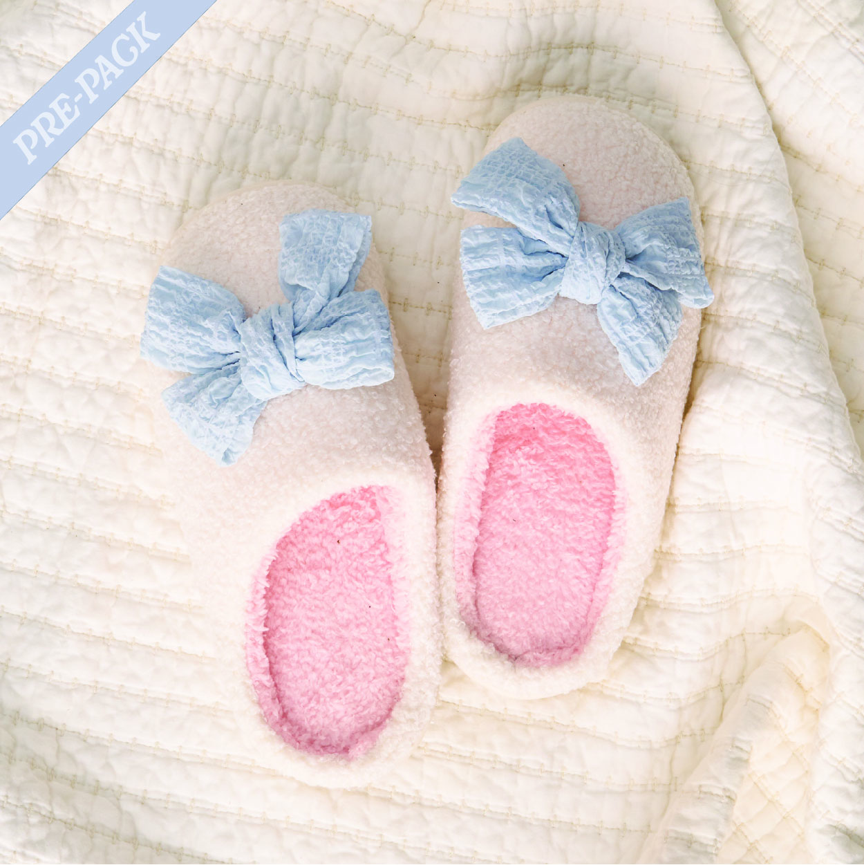 Picture of Fuzzy Slippers Pre-Pack-Betty Bow Light Blue
