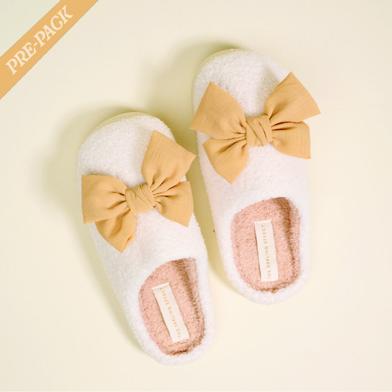 Picture of Fuzzy Slippers Pre-Pack-Betty Bow Tan