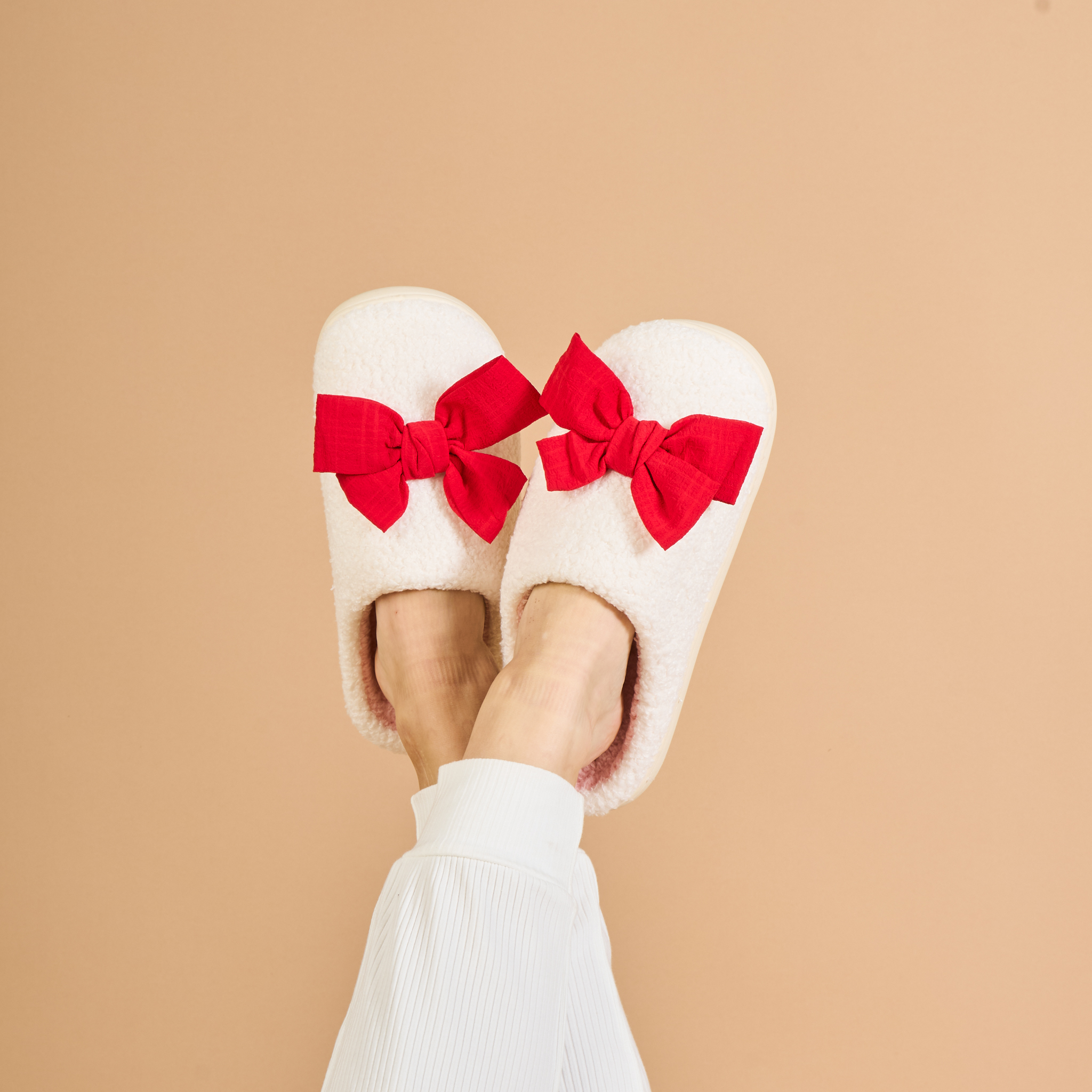 Picture of Fuzzy Slippers Pre-Pack-Betty Bow Red