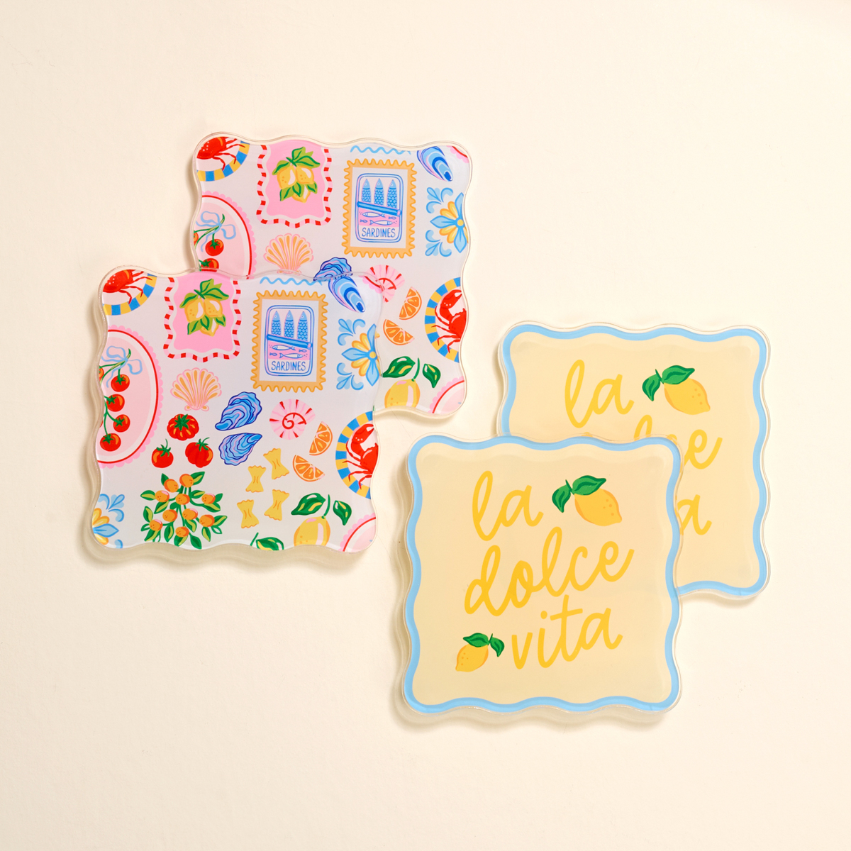 Picture of Table Talk Acrylic Coaster Set-Ciao Bella