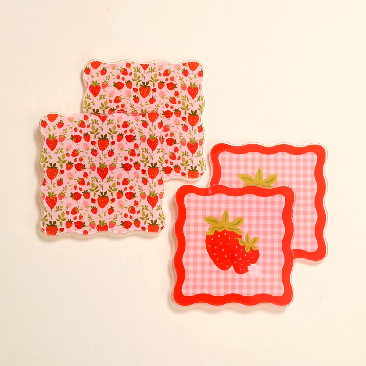 Picture of Table Talk Acrylic Coaster Set-Strawberry Fields