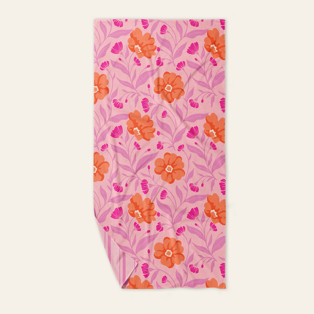 Picture of XL Quick-Dry Beach Towel-Poppin' Petals Hot Pink