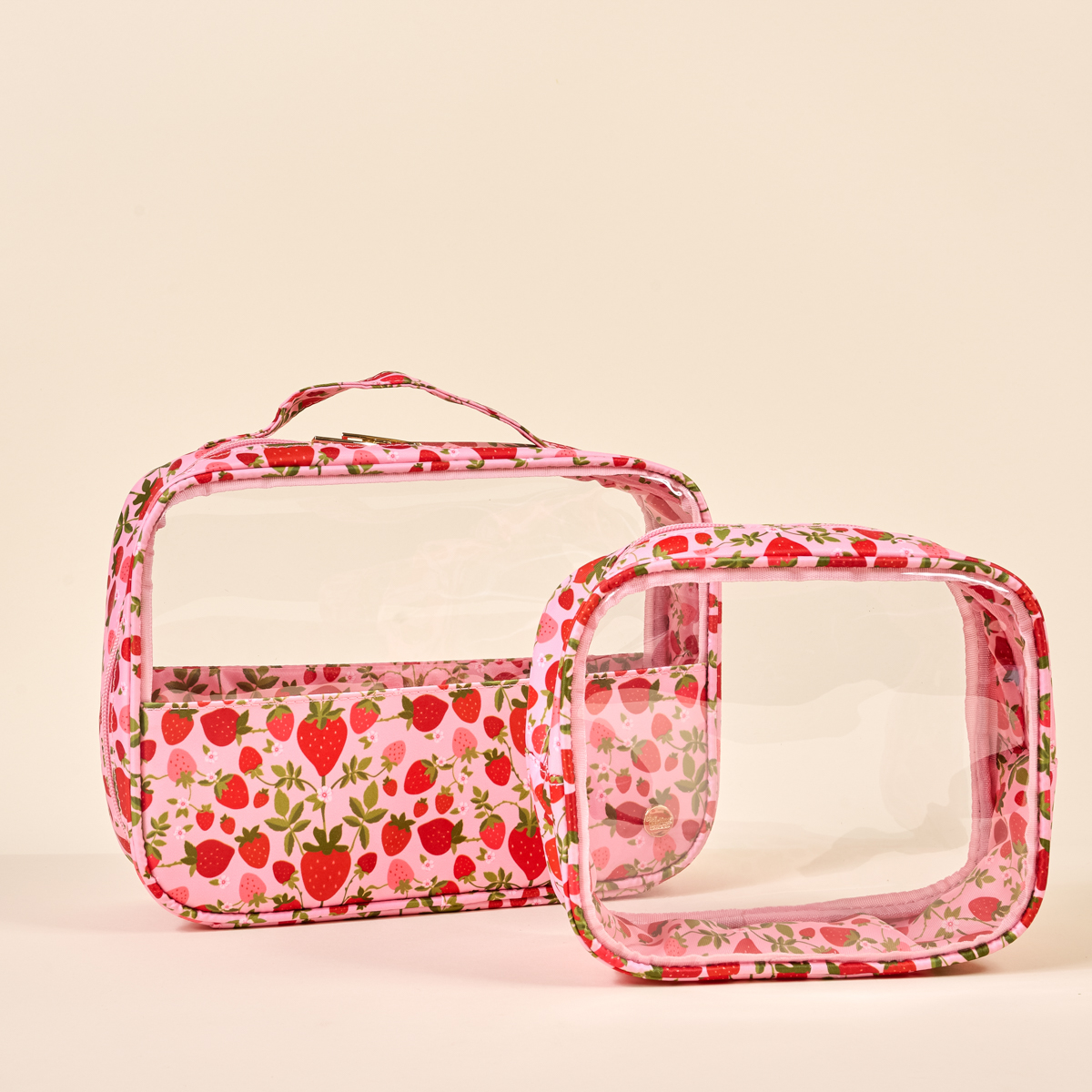 Picture of Clearly Chic Cosmetic Bag Set-Strawberry Fields