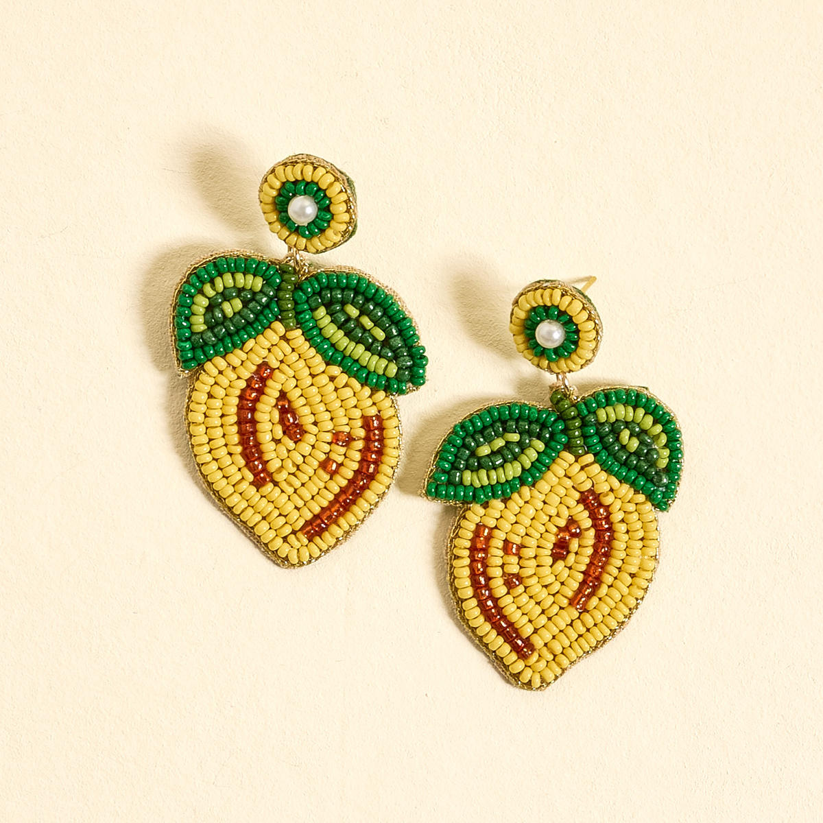 Picture of Beaded Earrings-Lemon