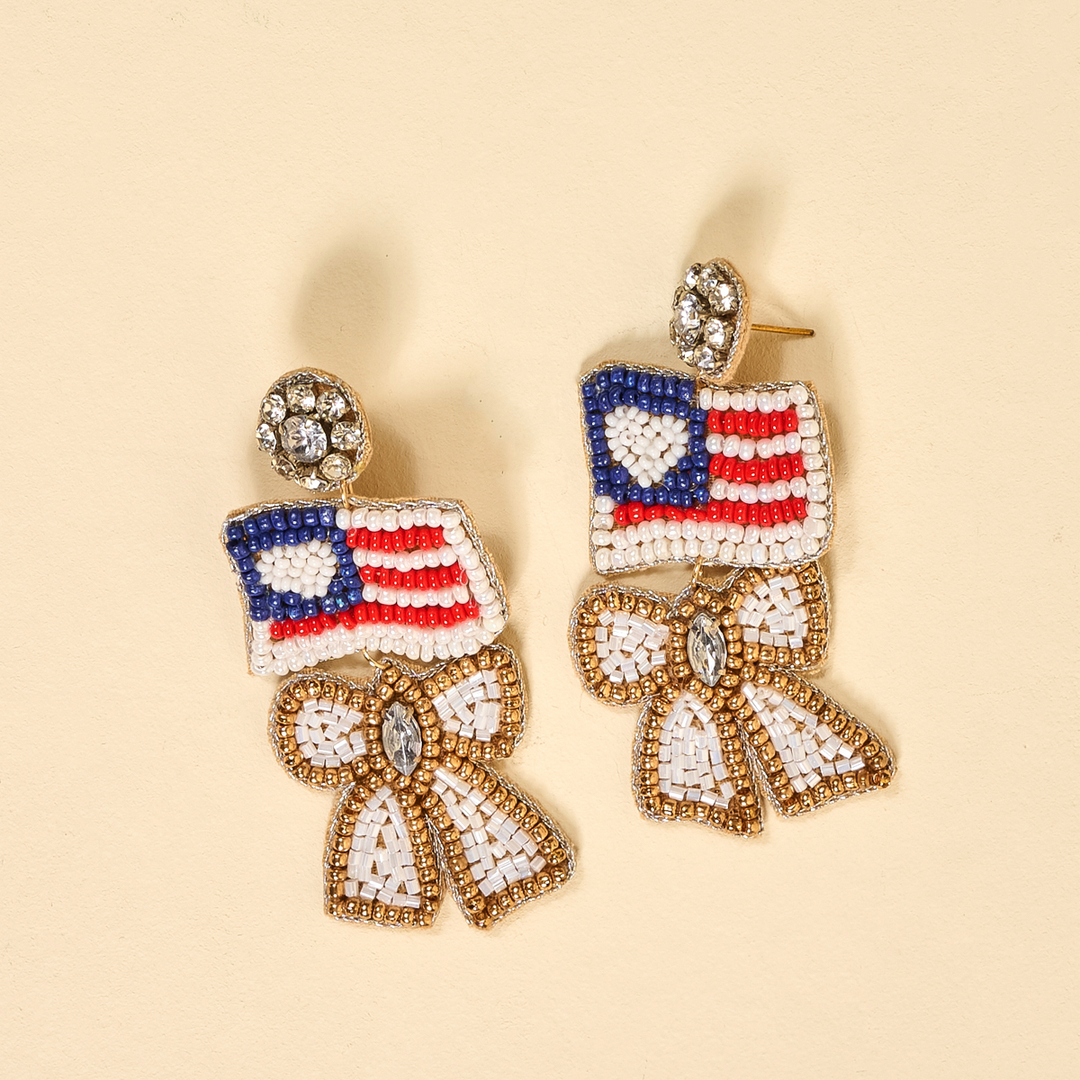 Picture of Beaded Earrings-Star Spangled Bow