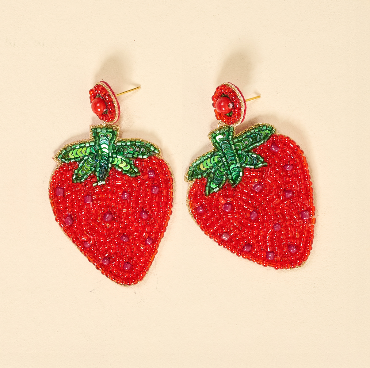 Picture of Beaded Earrings-Strawberry
