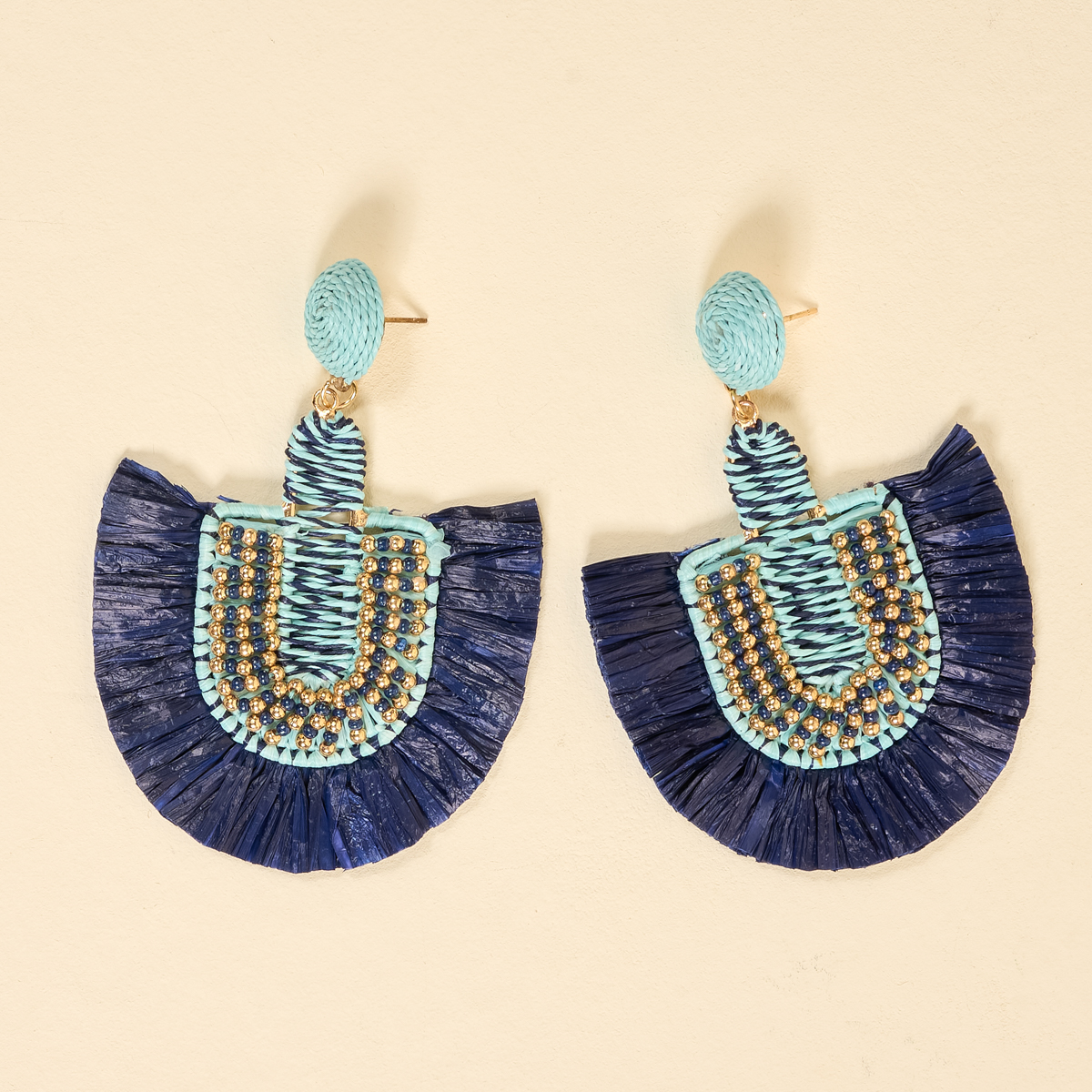 Picture of Fringe Earrings-Navy