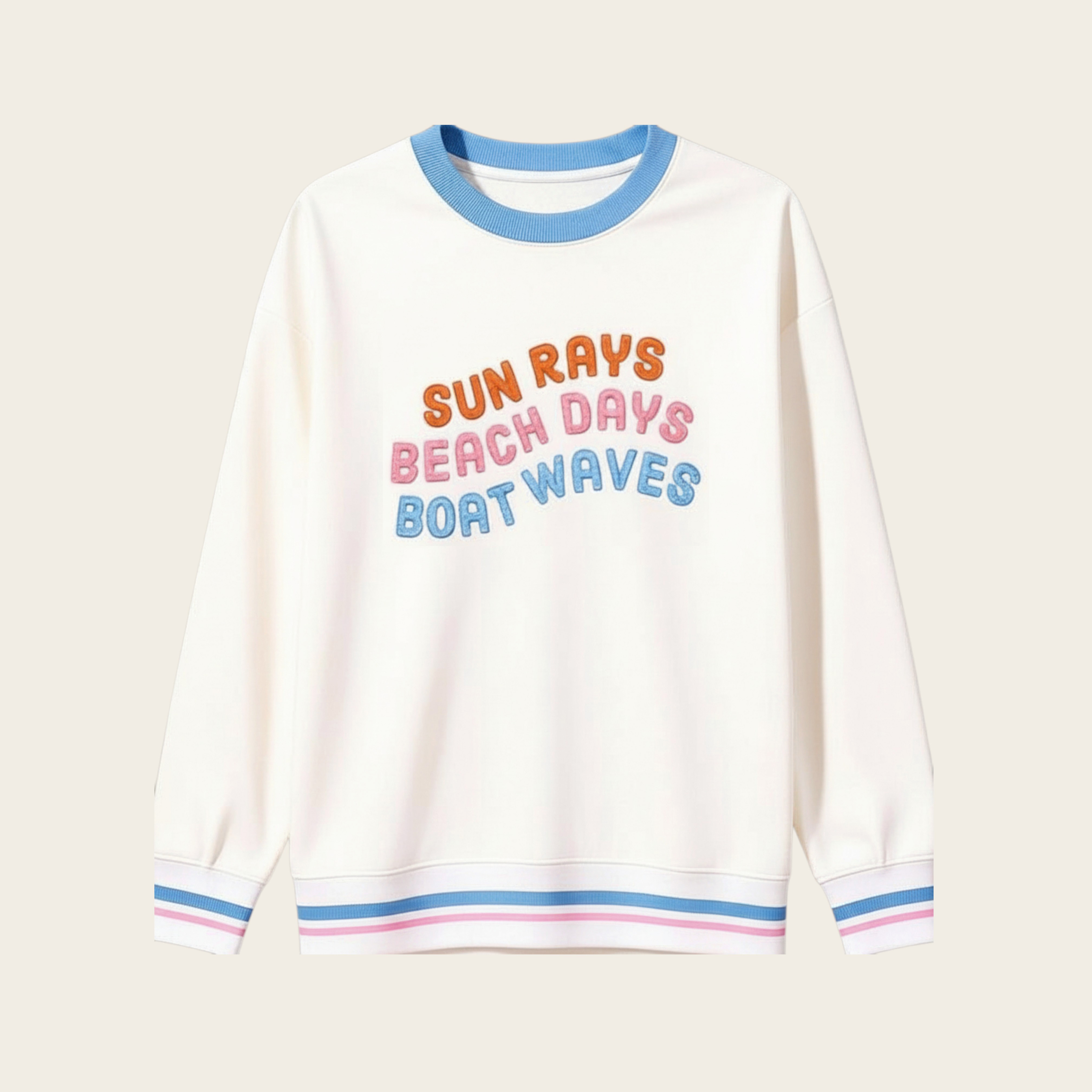 Picture of Oversized Crew-S-Sun Rays, Beach Days, Boat Waves