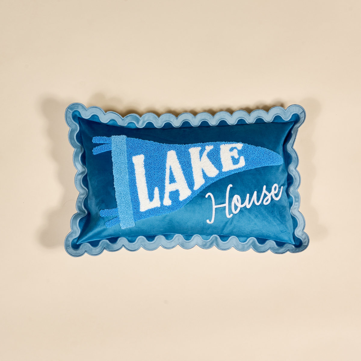 Picture of Scalloped Rectangle Throw Pillow-Lake House