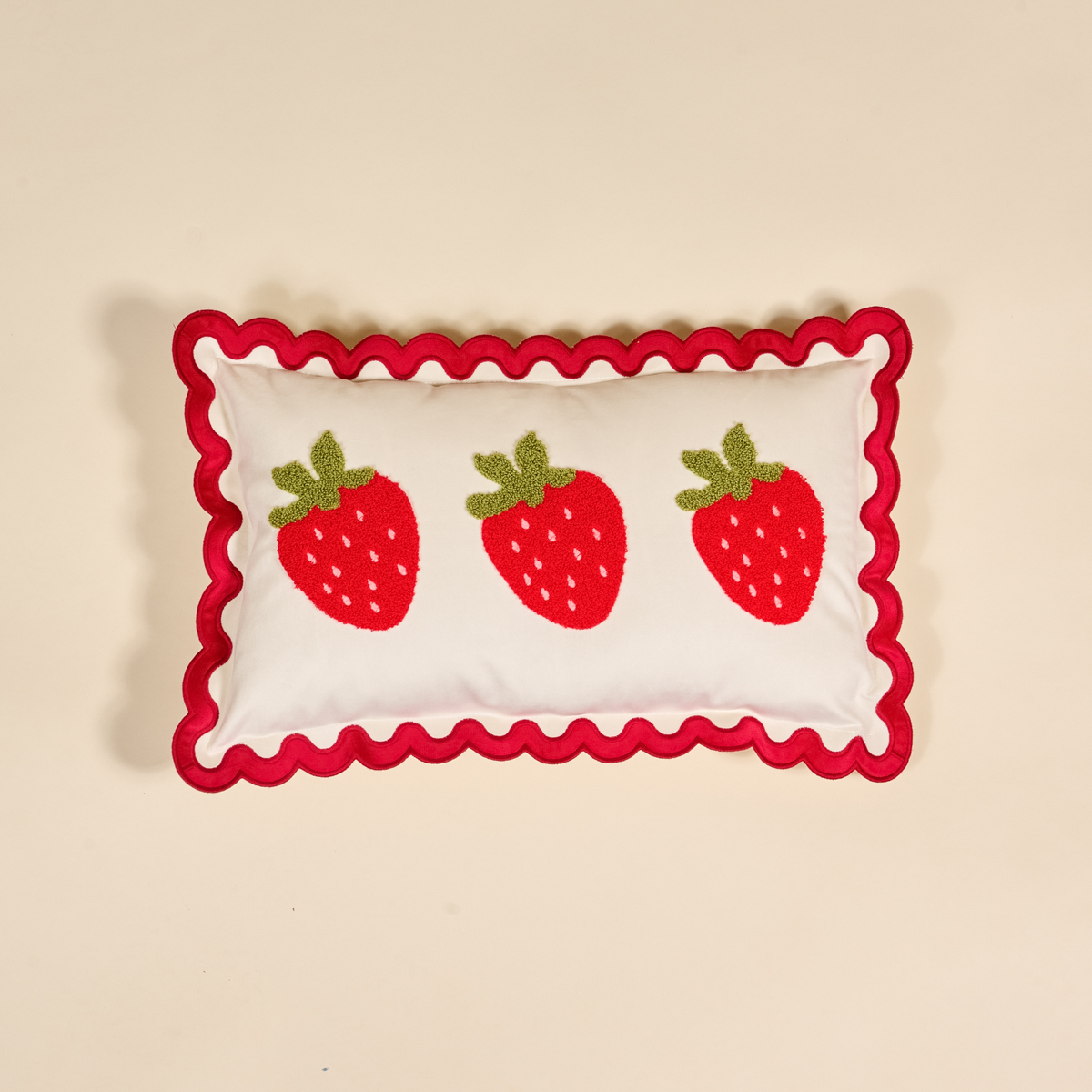 Picture of Scalloped Rectangle Throw Pillow-Strawberries