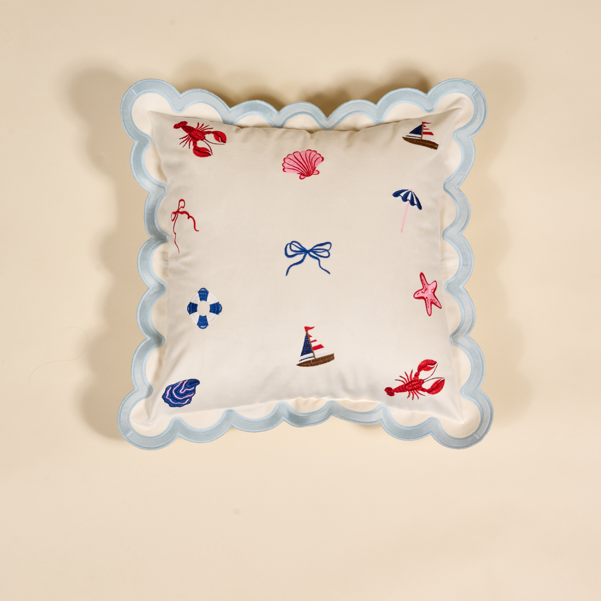 Picture of Scalloped Square Throw Pillow-Seaside Haven