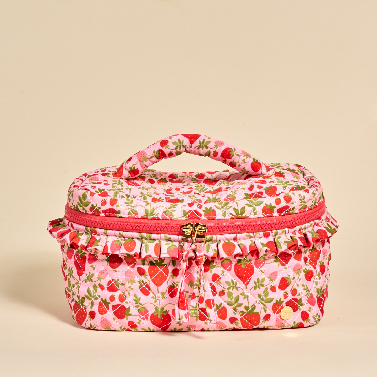 Picture of Glam & Go Quilted Cosmetic Bag-Strawberry Fields
