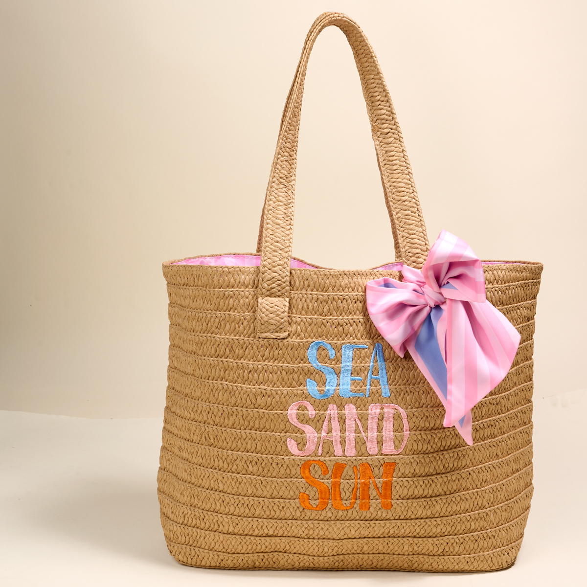 Picture of Straw & Sun Tote-Sea, Sand, Sun
