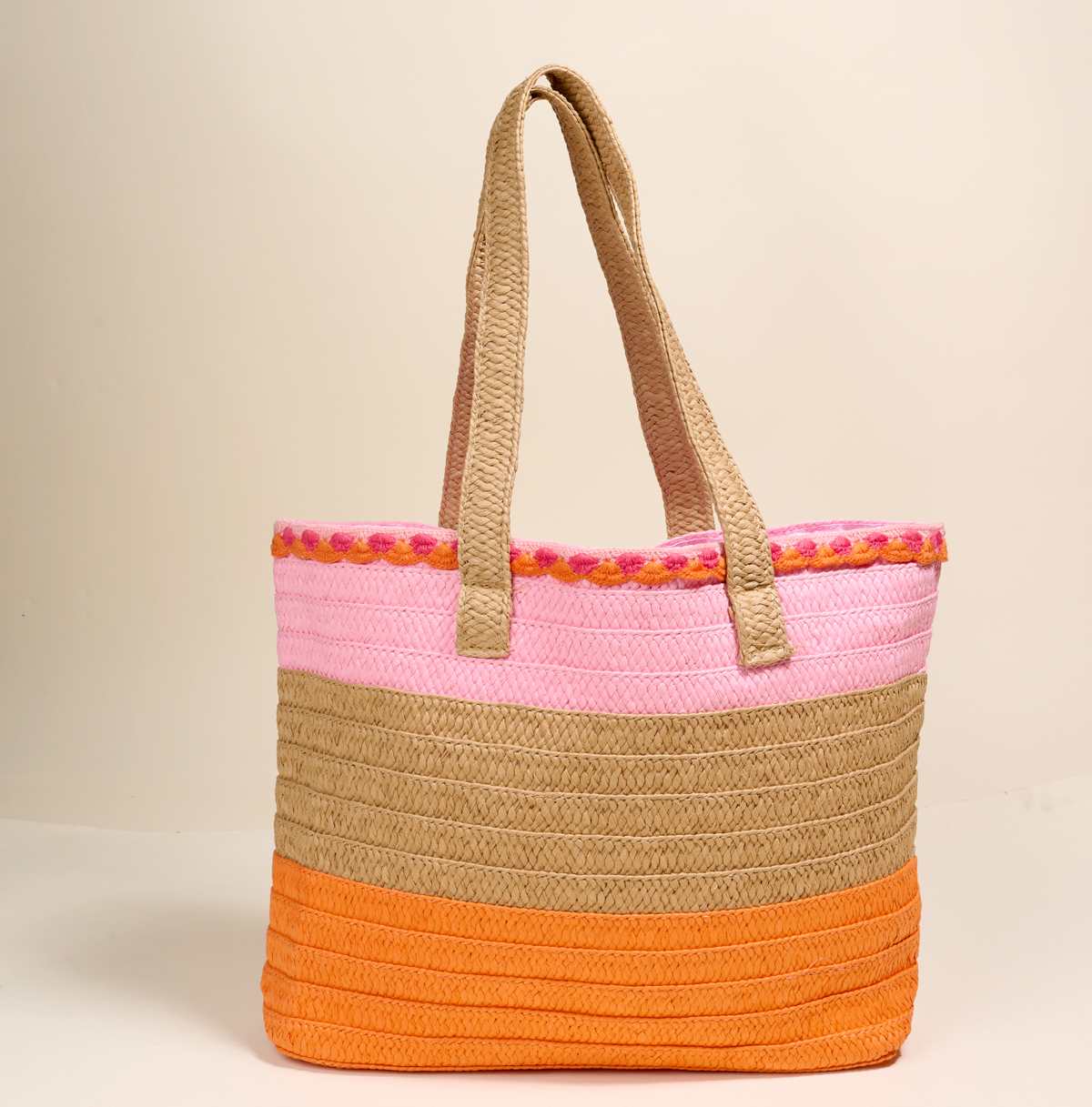 Picture of Straw & Sun Tote-Tropical Sunset