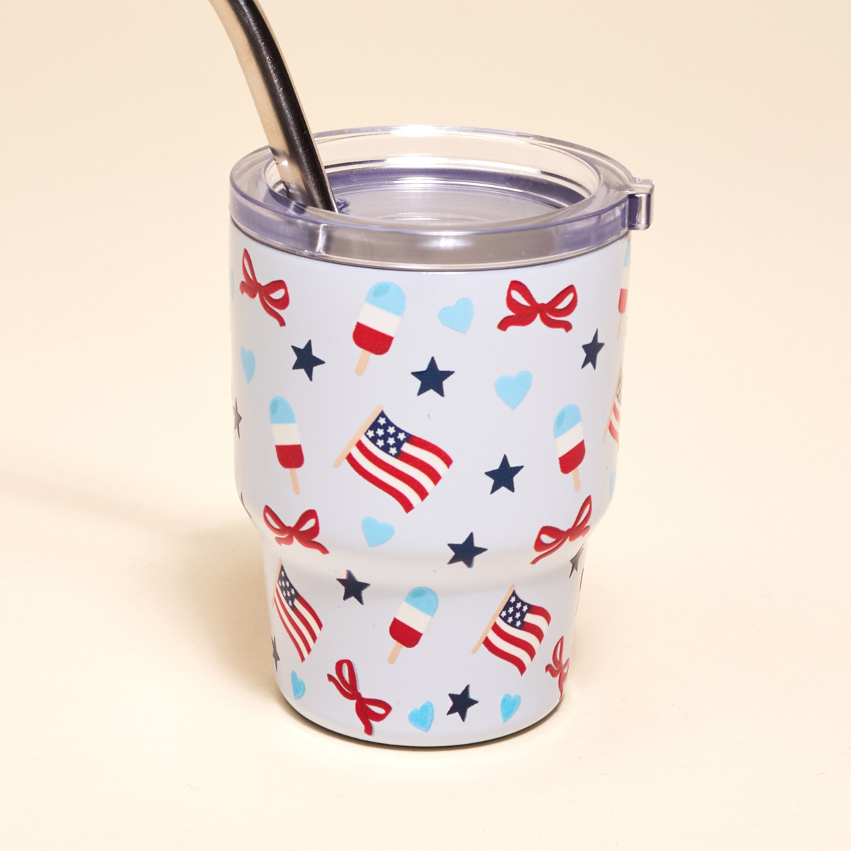 Picture of 2 oz Tiny Tumbler-Red, White, & Bows