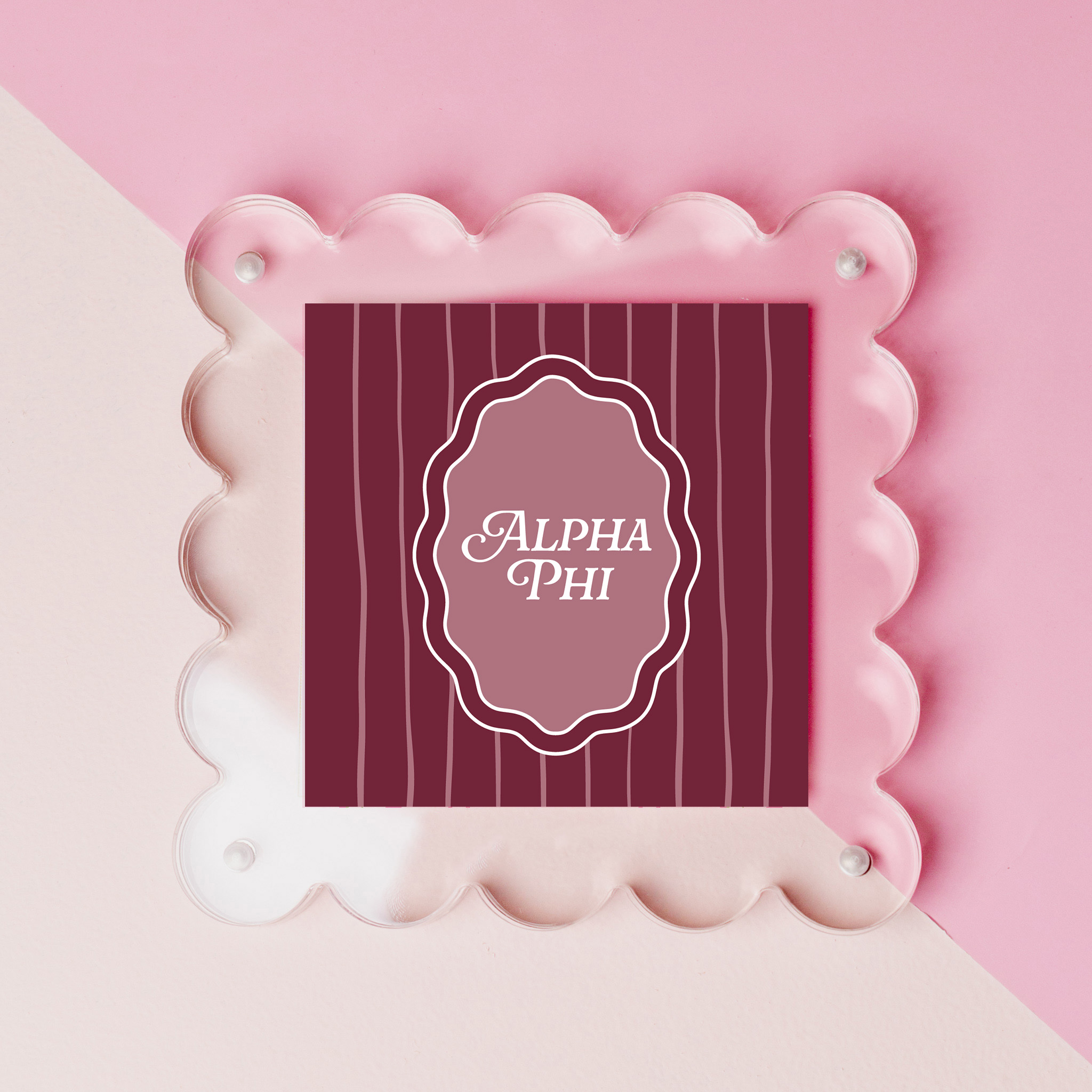 Picture of Sorority Square Scalloped Acrylic Frame-Alpha Phi