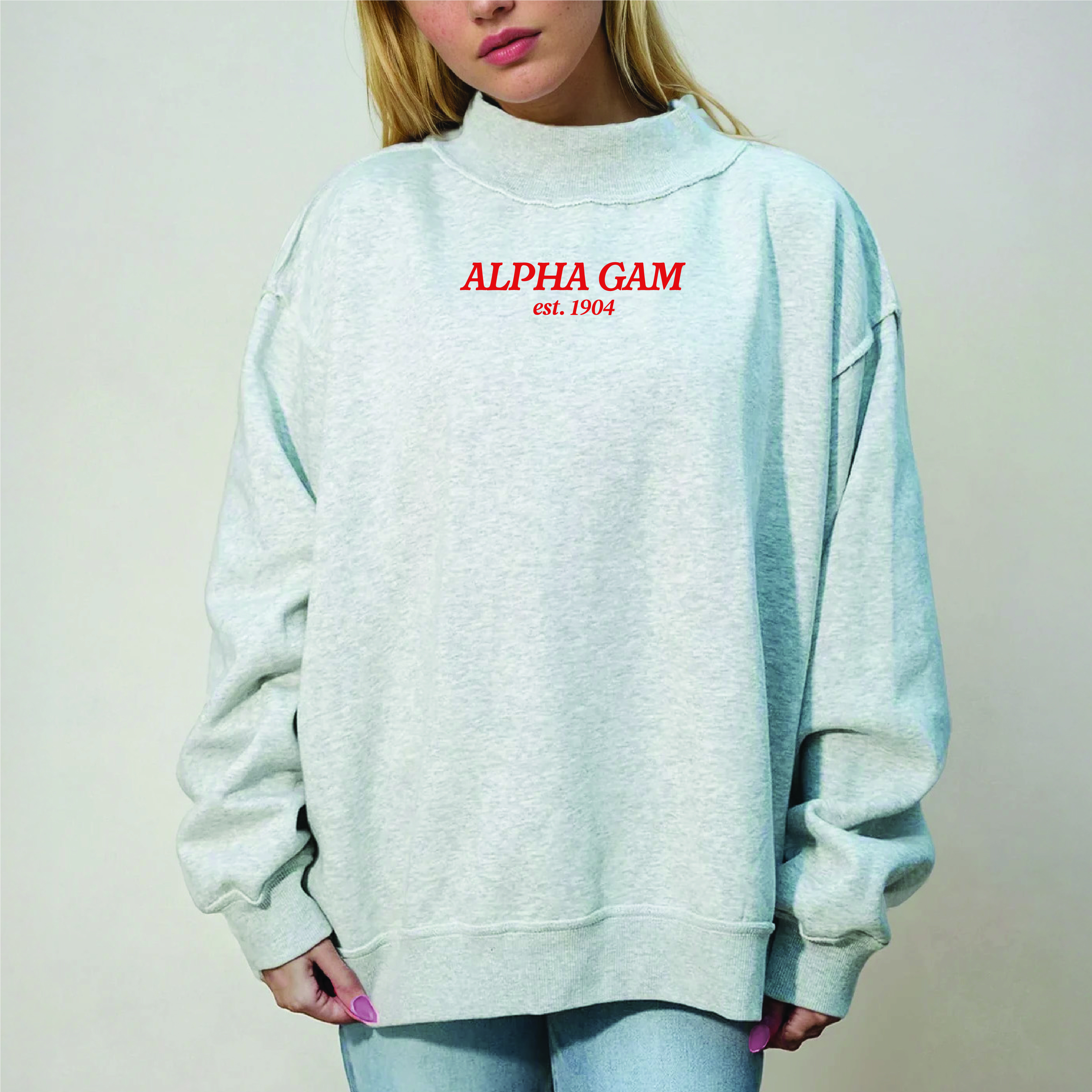 Picture of Sorority Chapter Mockneck Sweatshirt L/XL-Alpha Ga