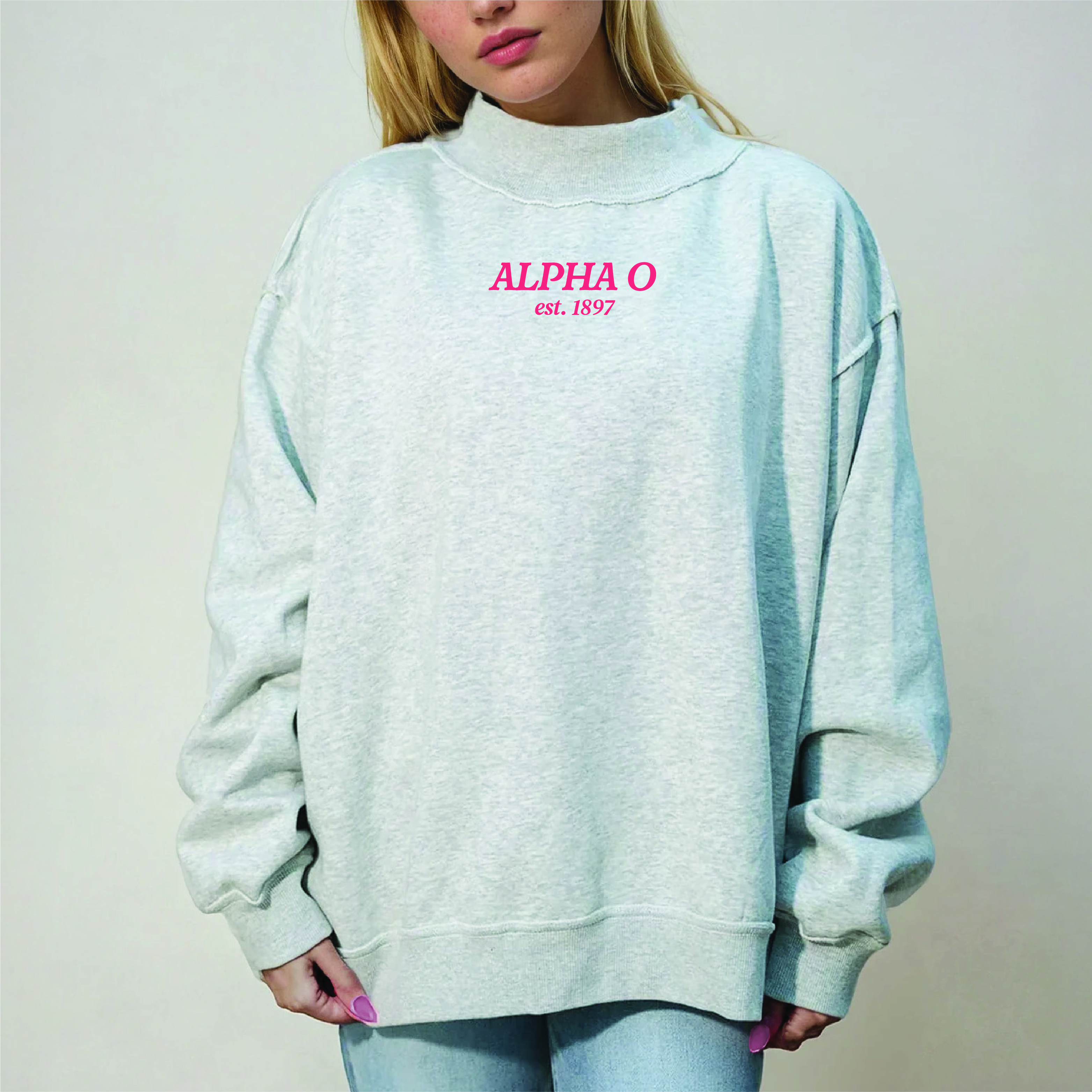 Picture of Sorority Chapter Mockneck Sweatshirt L/XL-Alpha Om
