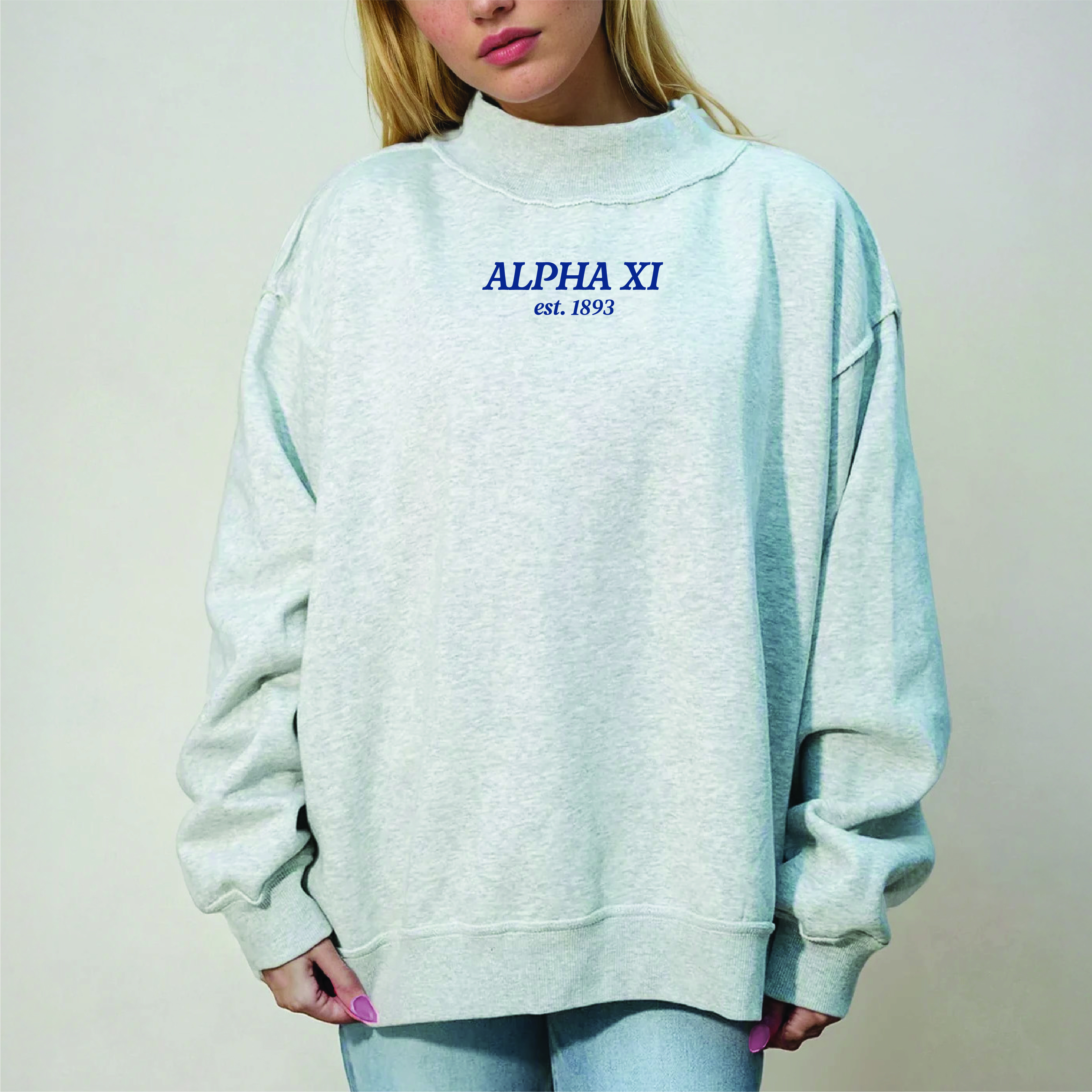 Picture of Sorority Chapter Mockneck Sweatshirt S/M-Alpha Xi 