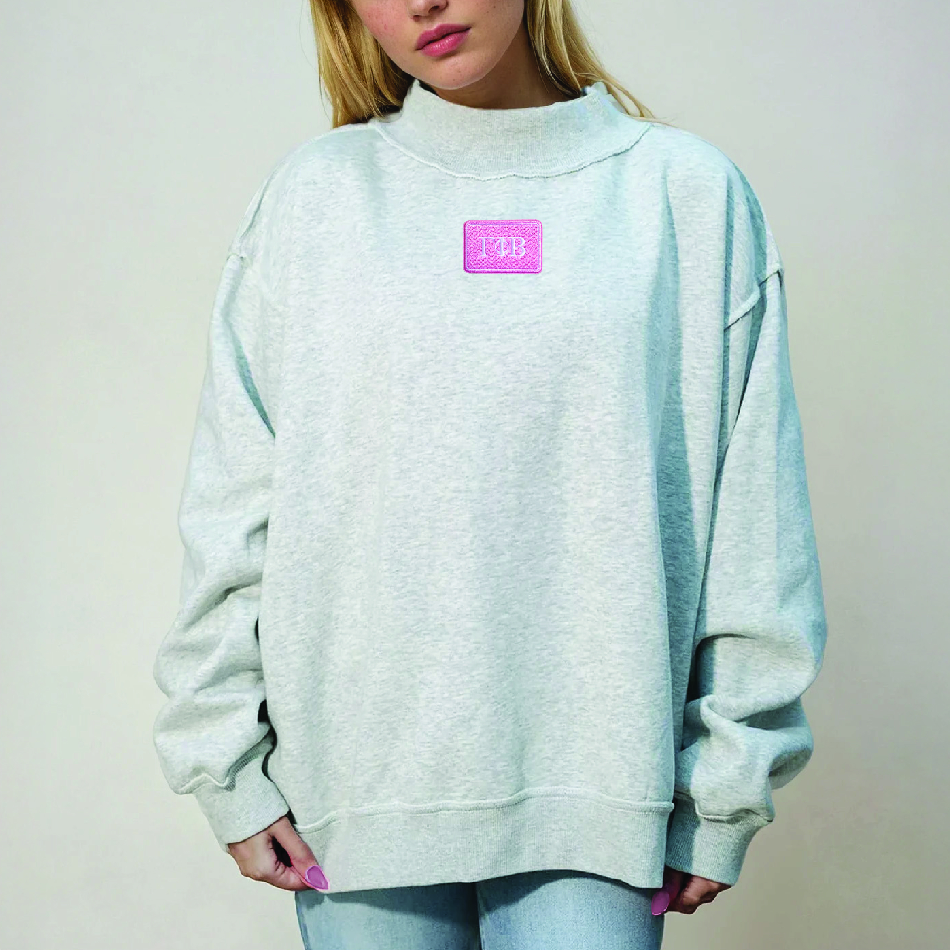 Picture of Sorority Letter Patch Mockneck Sweatshirt S/M-Gamm